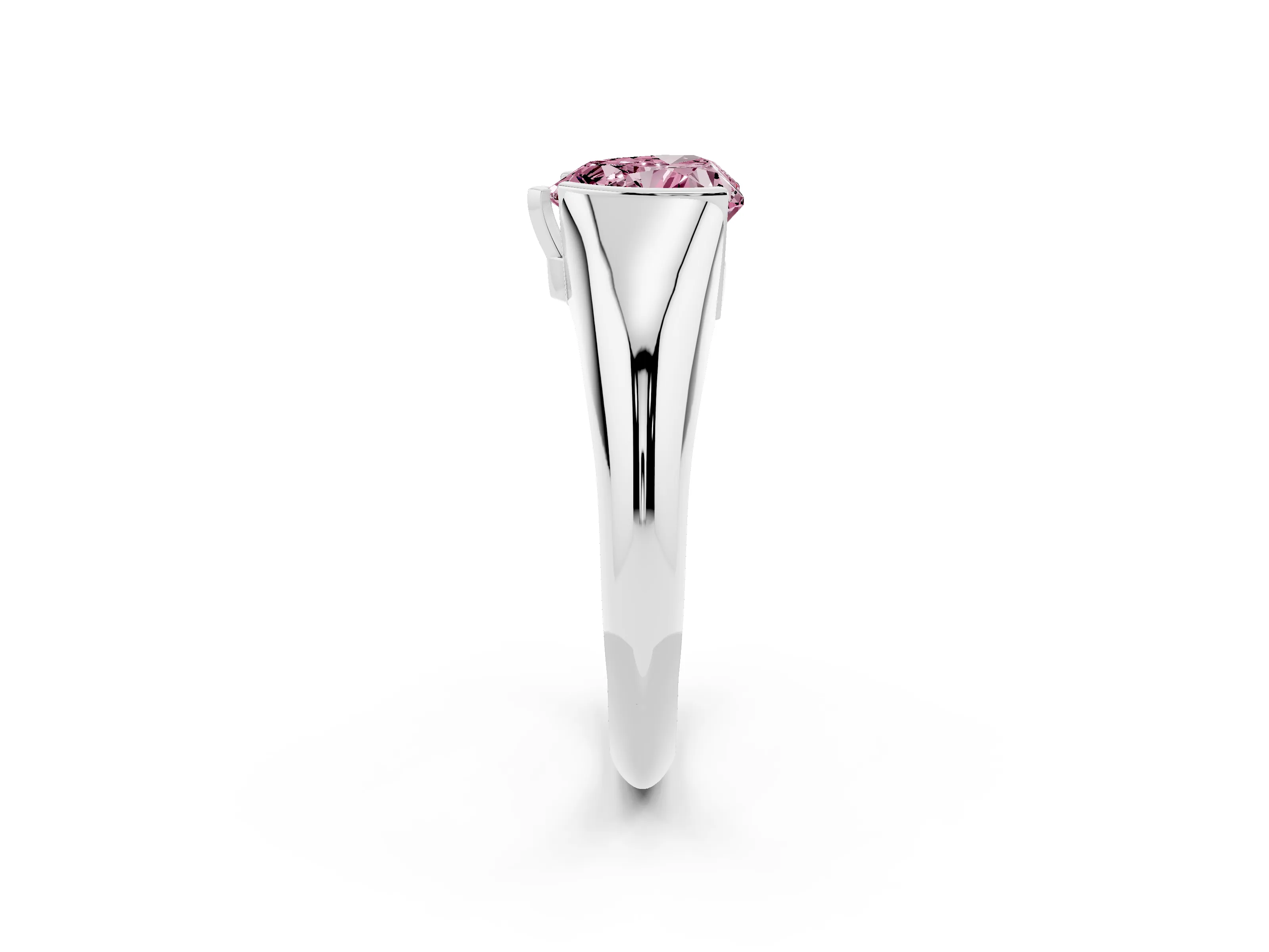 Fancy Pink Heart Cut Diamond Solitaire Tension Set Ring Set in Silver