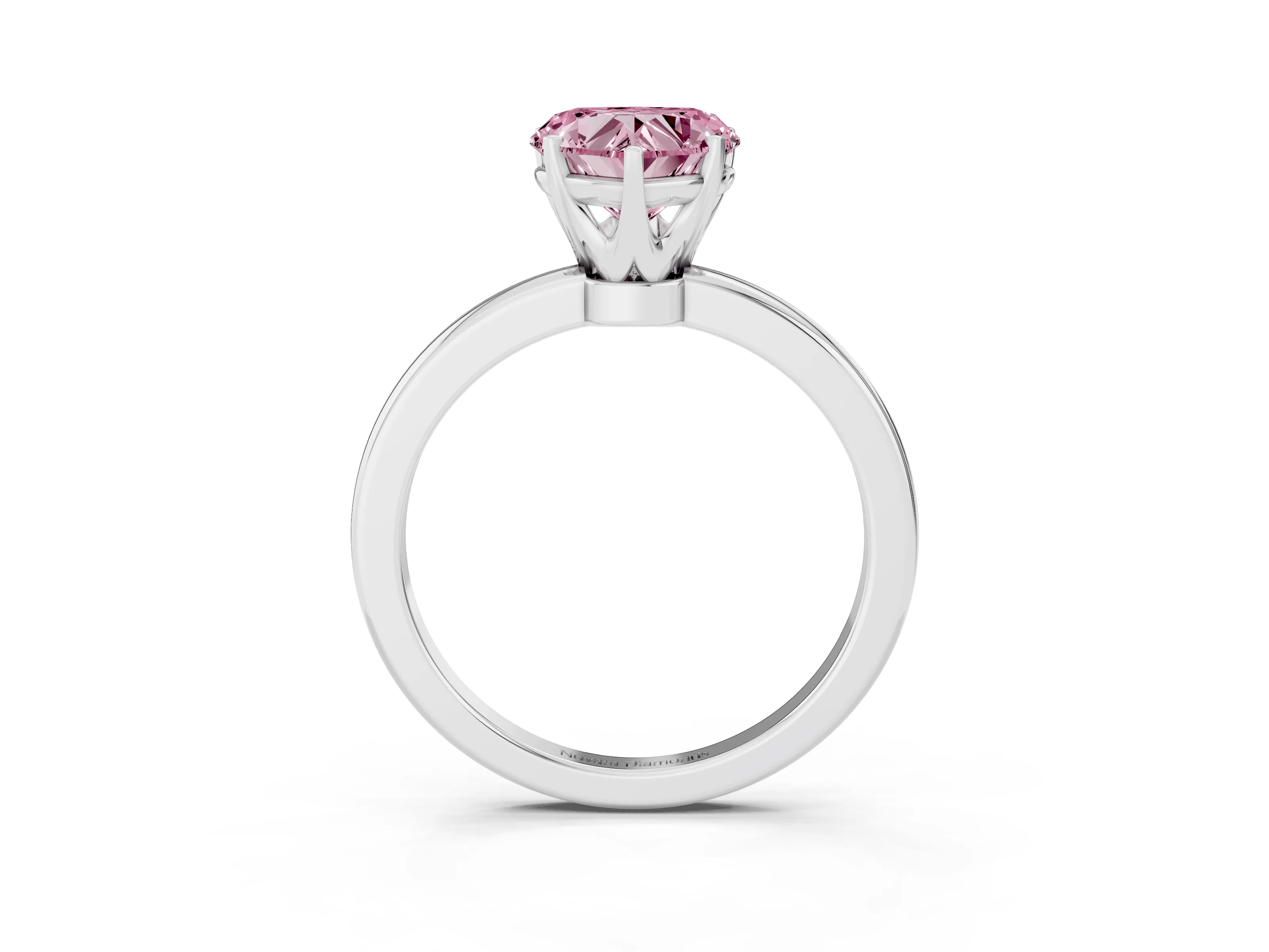 Fancy Pink Heart Cut Diamond Solitaire Ring Set in White gold with Raised Prong Setting on a Classic Band