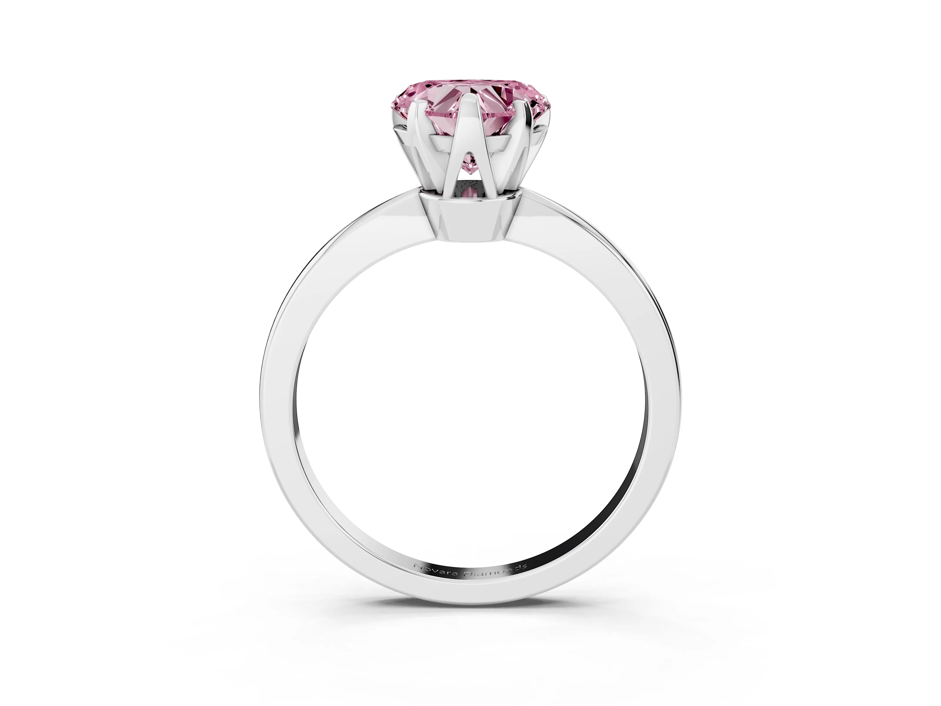 Fancy Pink Heart Cut Diamond Solitaire Engagement Ring Set in Platinum with Slim Tapered Solitaire Band
