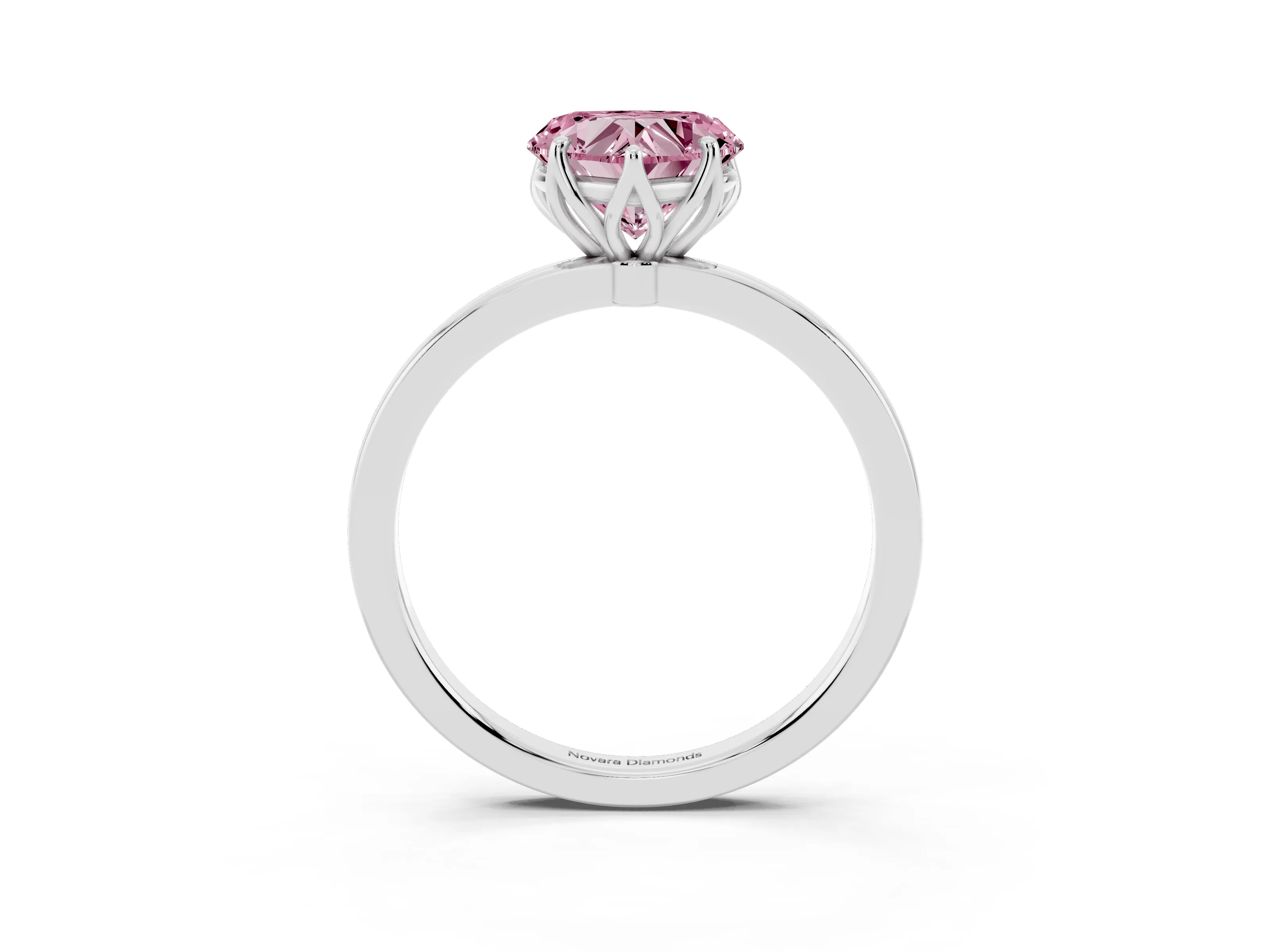 Fancy Pink Heart Cut Diamond Solitaire Ring Set in White gold with Prong Setting and Thin Polished Band