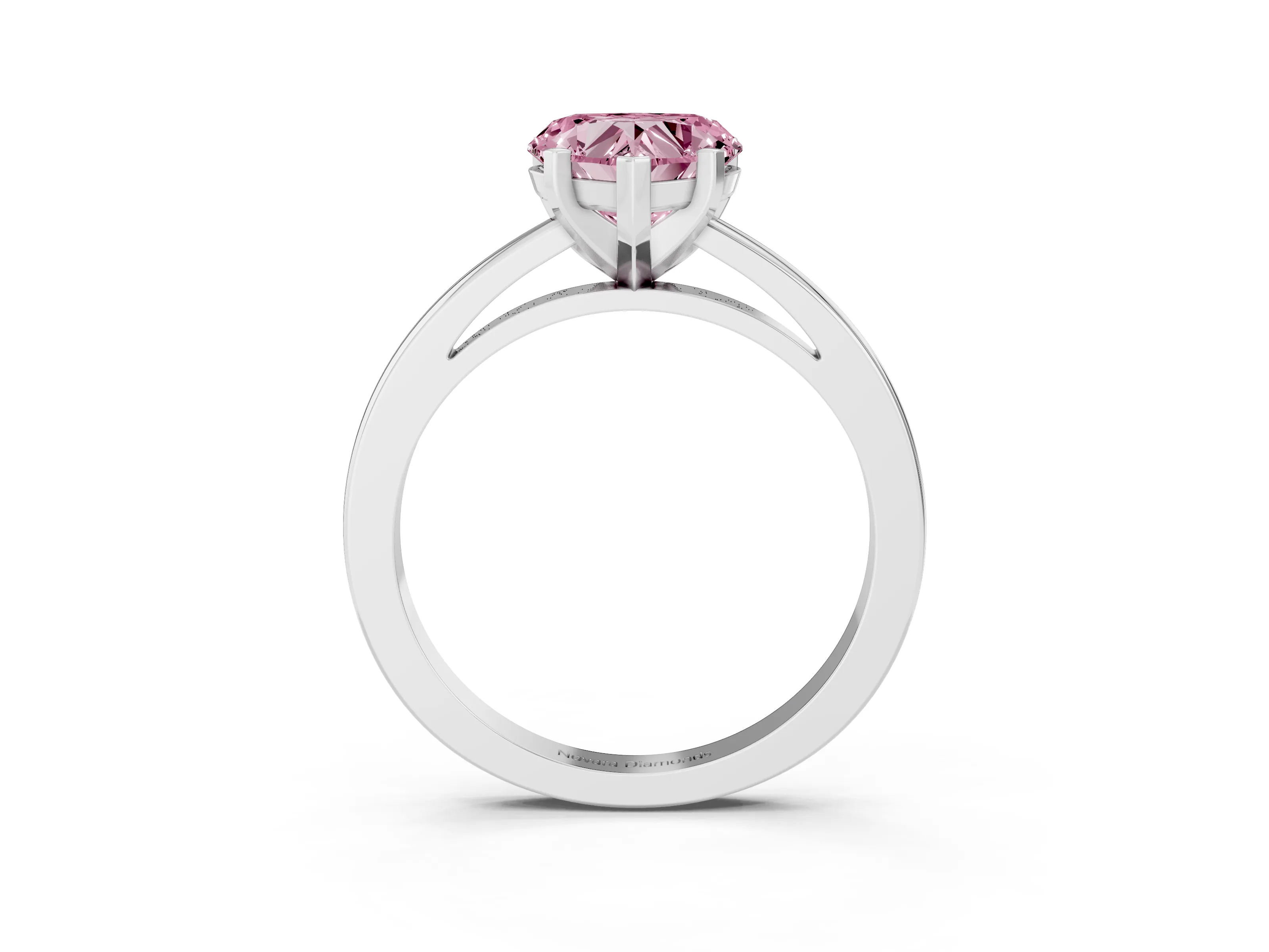 Fancy Pink Heart Cut Diamond Solitaire Engagement Ring Set in Silver with Prong Setting on a Classic Band