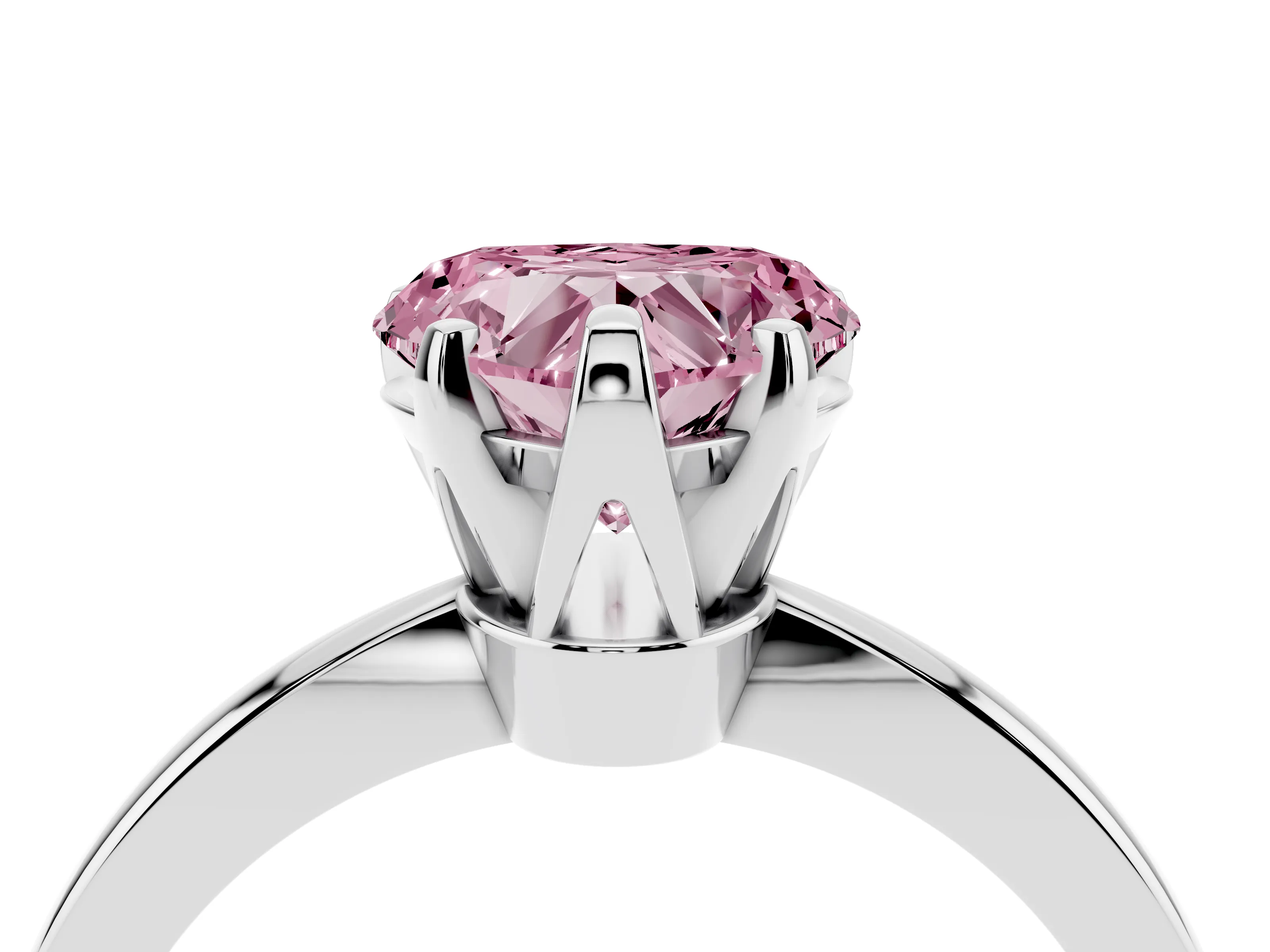 Fancy Pink Heart Cut Diamond Solitaire Engagement Ring Set in Platinum with Slim Tapered Solitaire Band