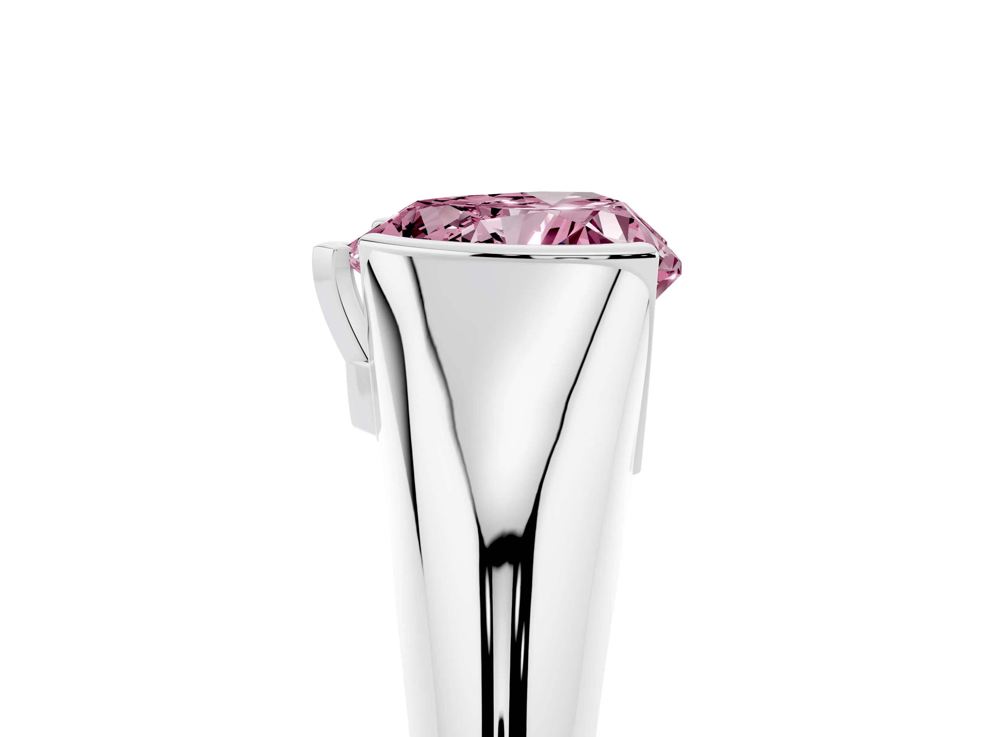 Fancy Pink Heart Cut Diamond Solitaire Tension Set Ring Set in Silver