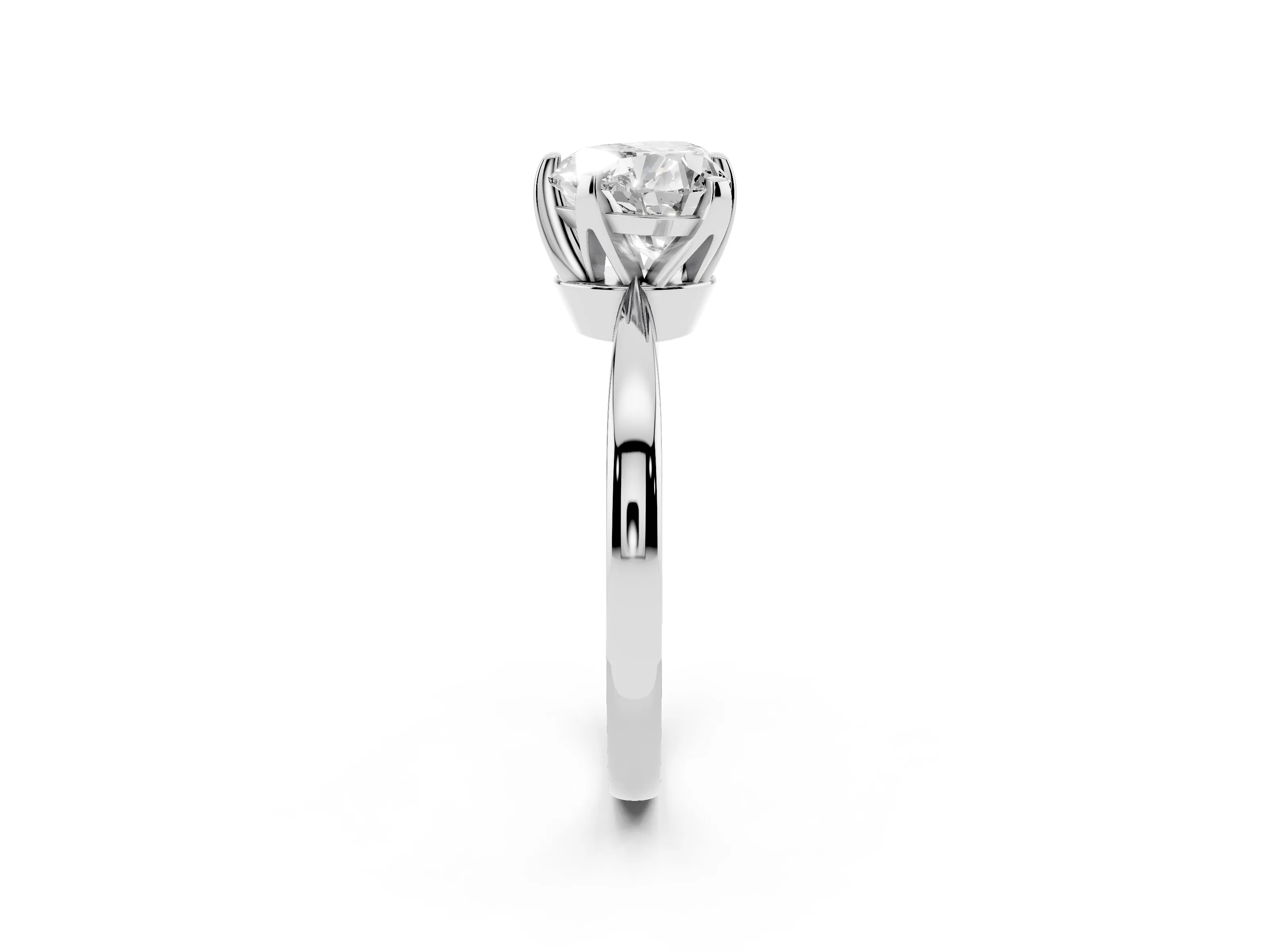 Heart Cut Diamond Solitaire Engagement Ring Set in White gold with Slim Tapered Solitaire Band