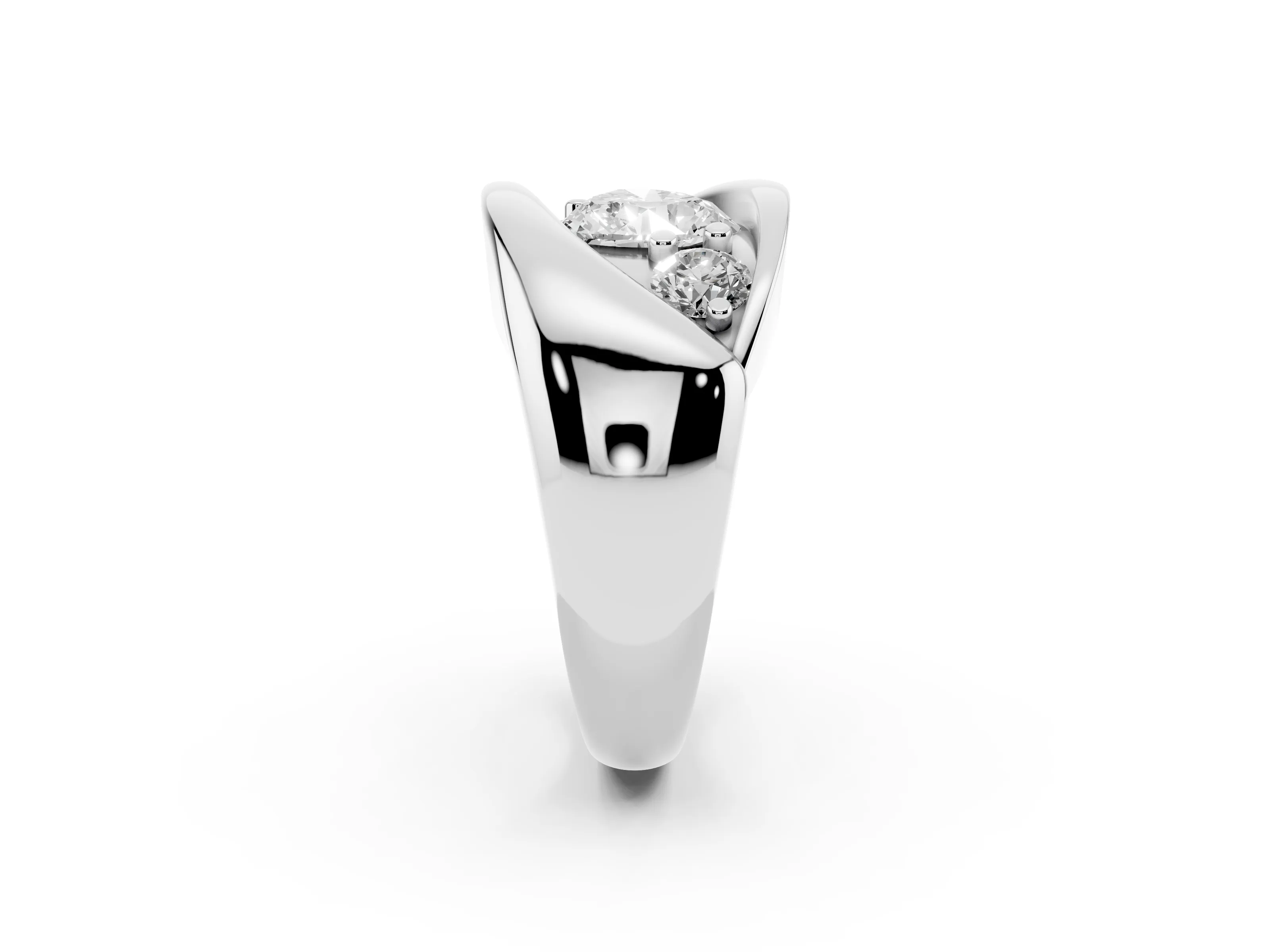 Heart Cut Diamond Channel-Set Crossover Ring Set in White gold