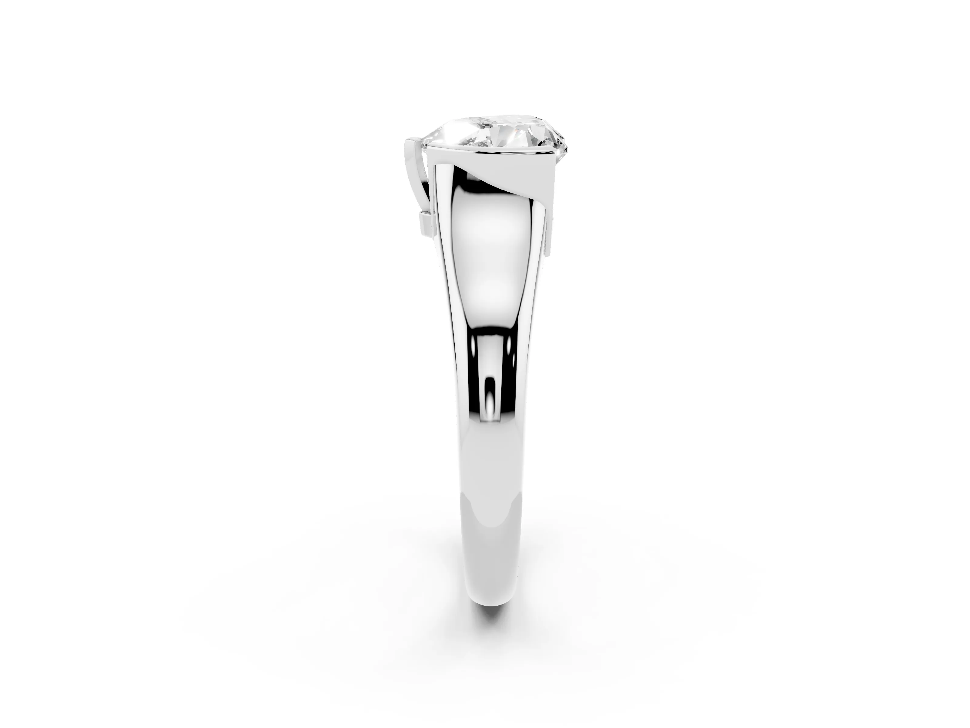 Heart Cut Diamond Solitaire Tension Set Ring Set in Platinum with Split Shank Band