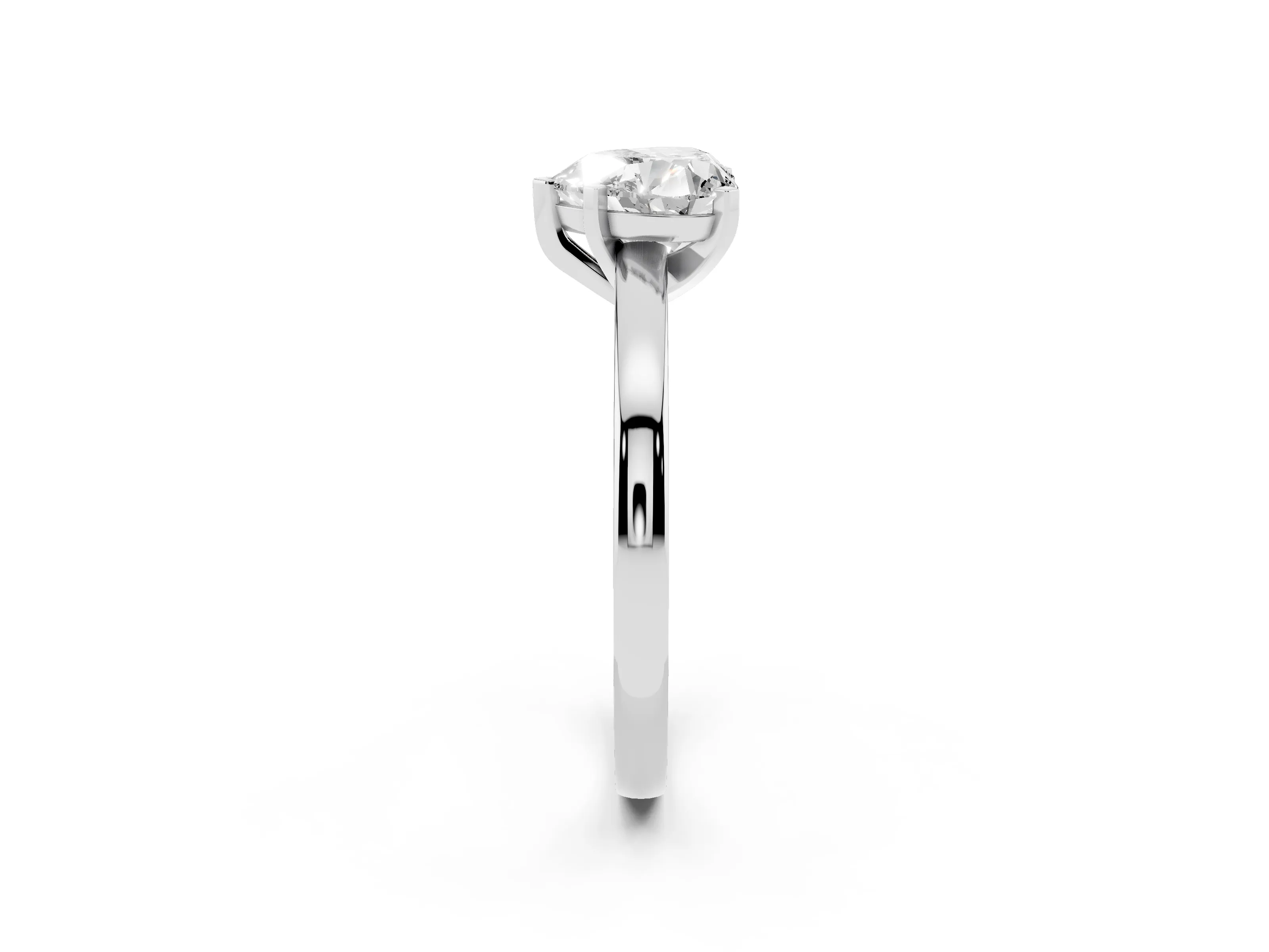 Heart Cut Diamond Solitaire Engagement Ring Set in Platinum with Prong Setting on a Classic Band
