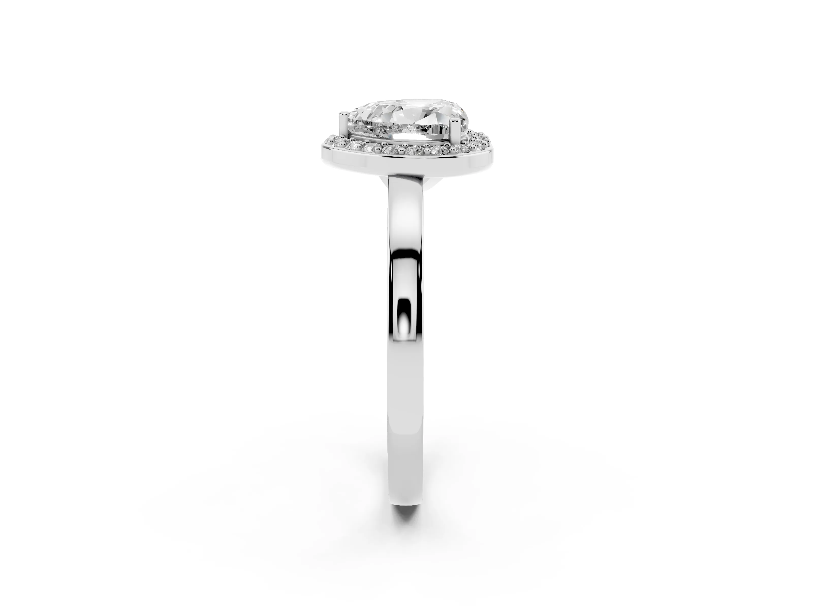 Heart Cut Diamond Halo Ring Set in Silver with Solitaire Band and Prong Setting