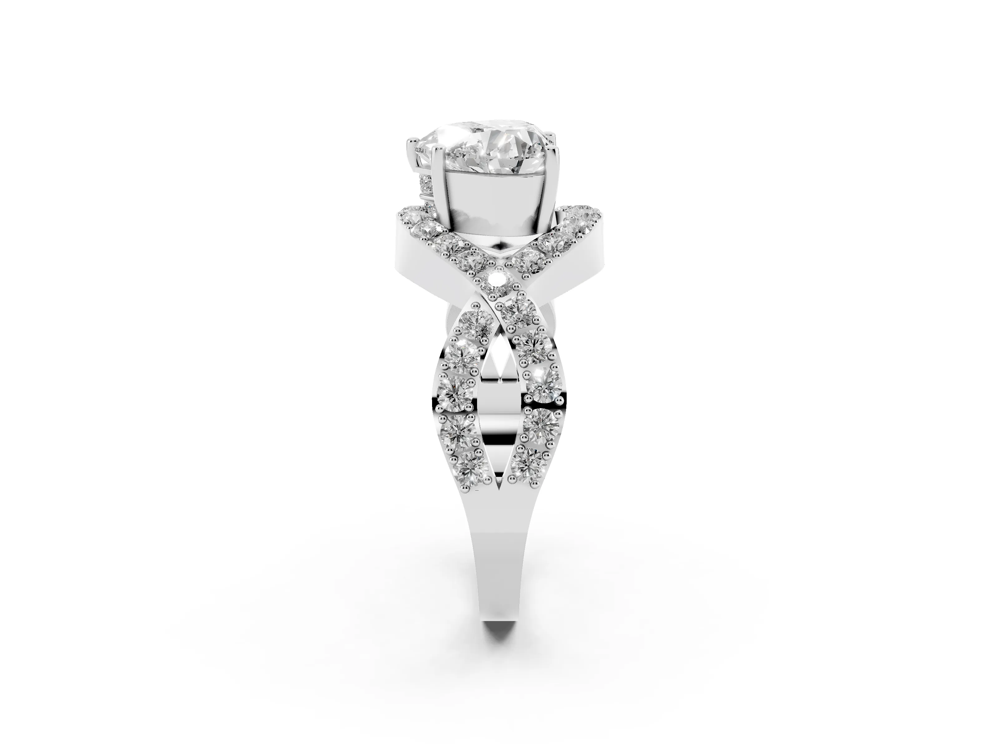 Heart Cut Diamond Solitaire Twist Band Pavé Engagement Ring Set in Platinum
