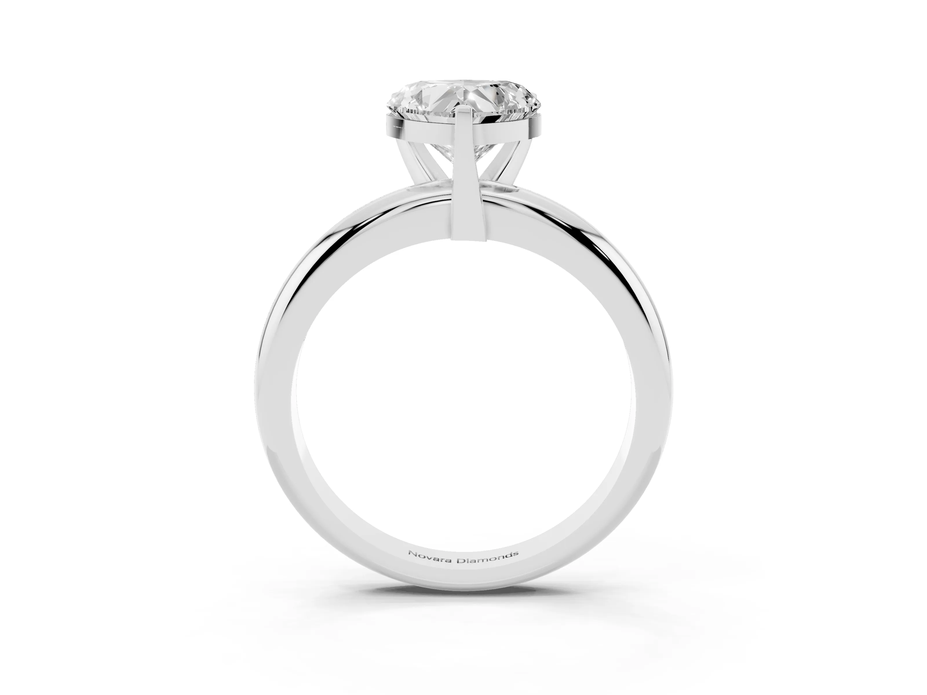 Heart Cut Diamond Solitaire Engagement Ring Set in White gold with Round Band and Prong Setting