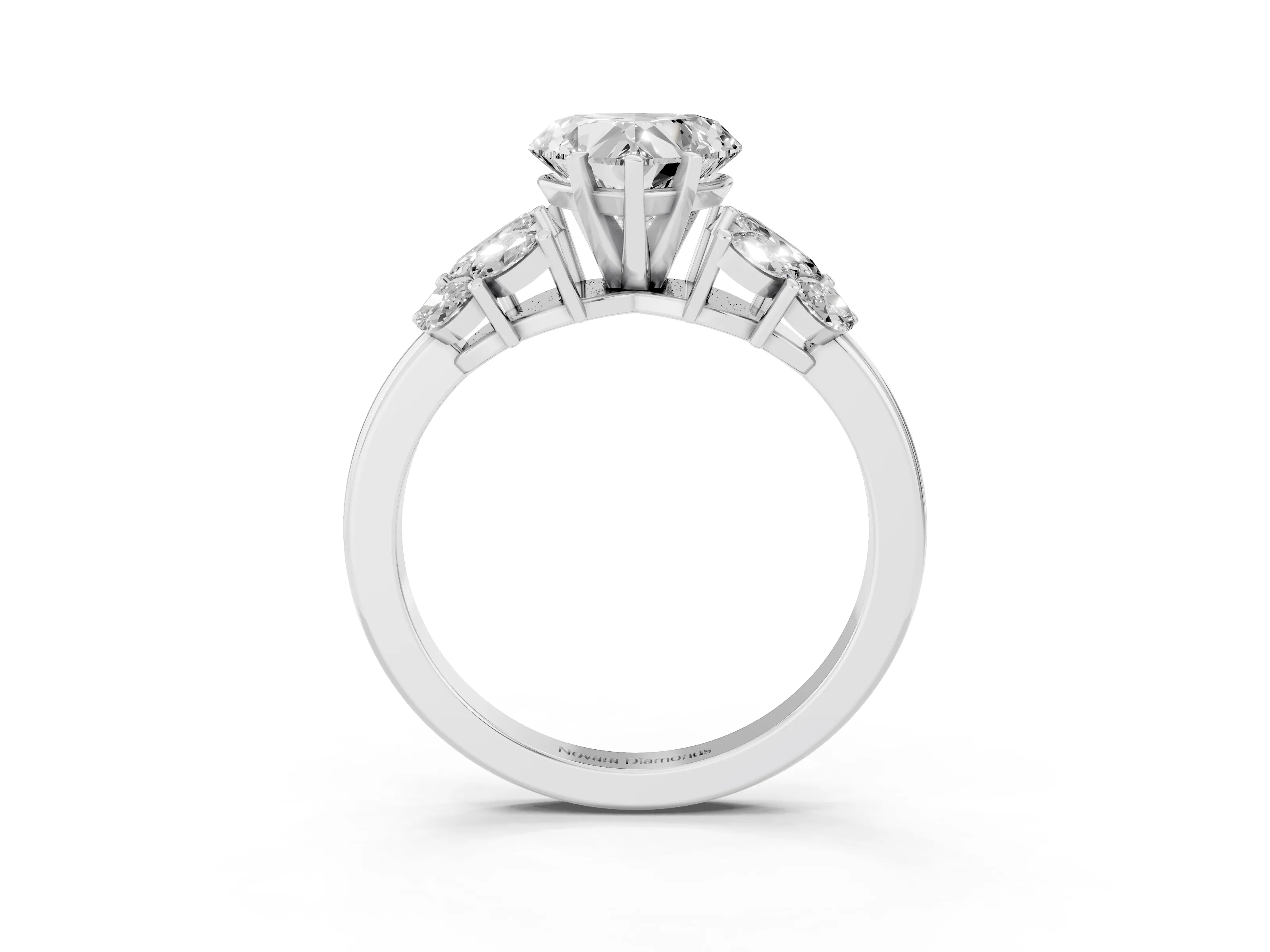 Heart Cut Diamond Cluster Leaf Design Ring Set in Platinum with Prong Setting