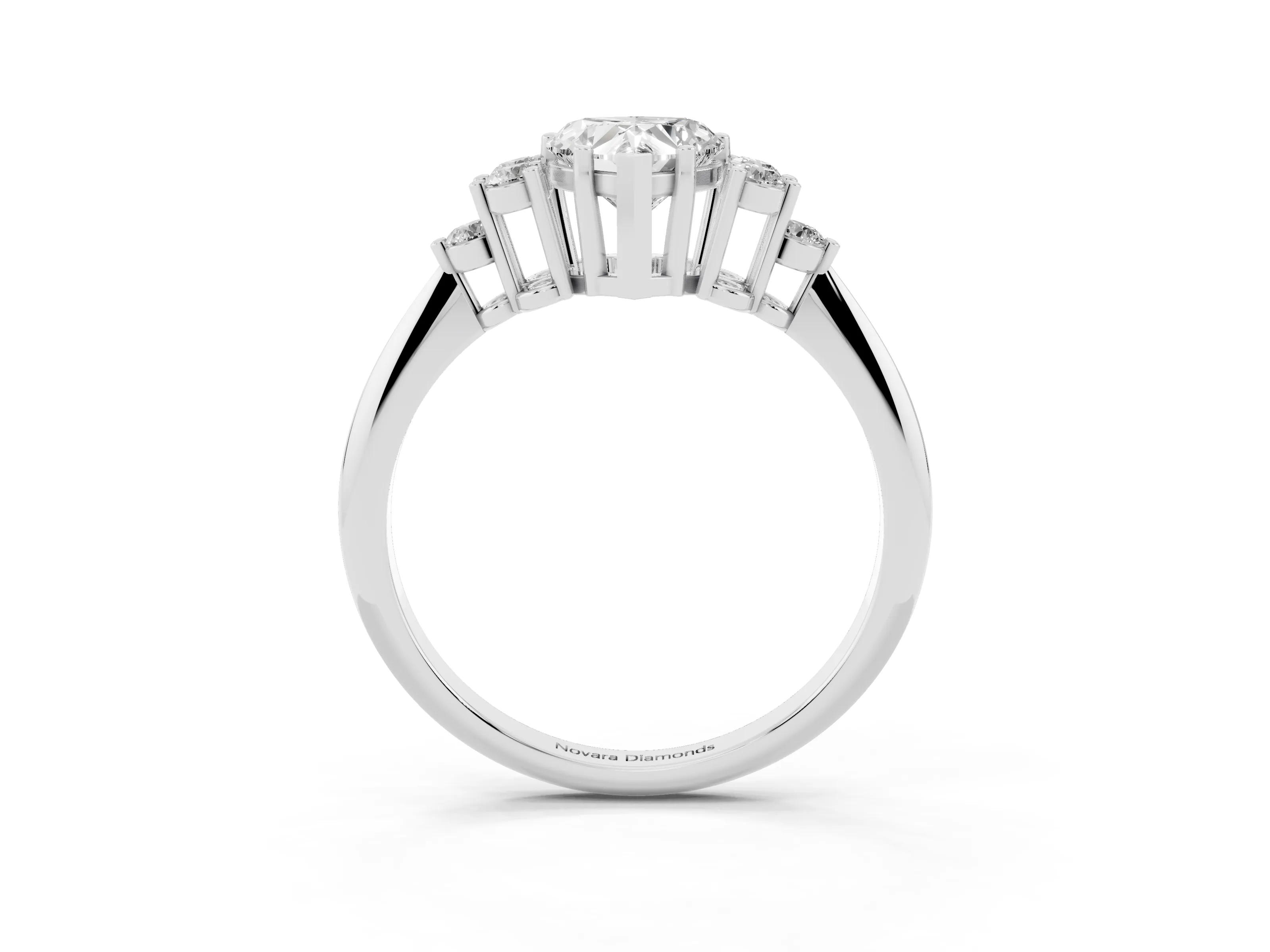 Heart Cut Diamond Cluster Ring Set in Platinum with Plain Band and Prong Setting