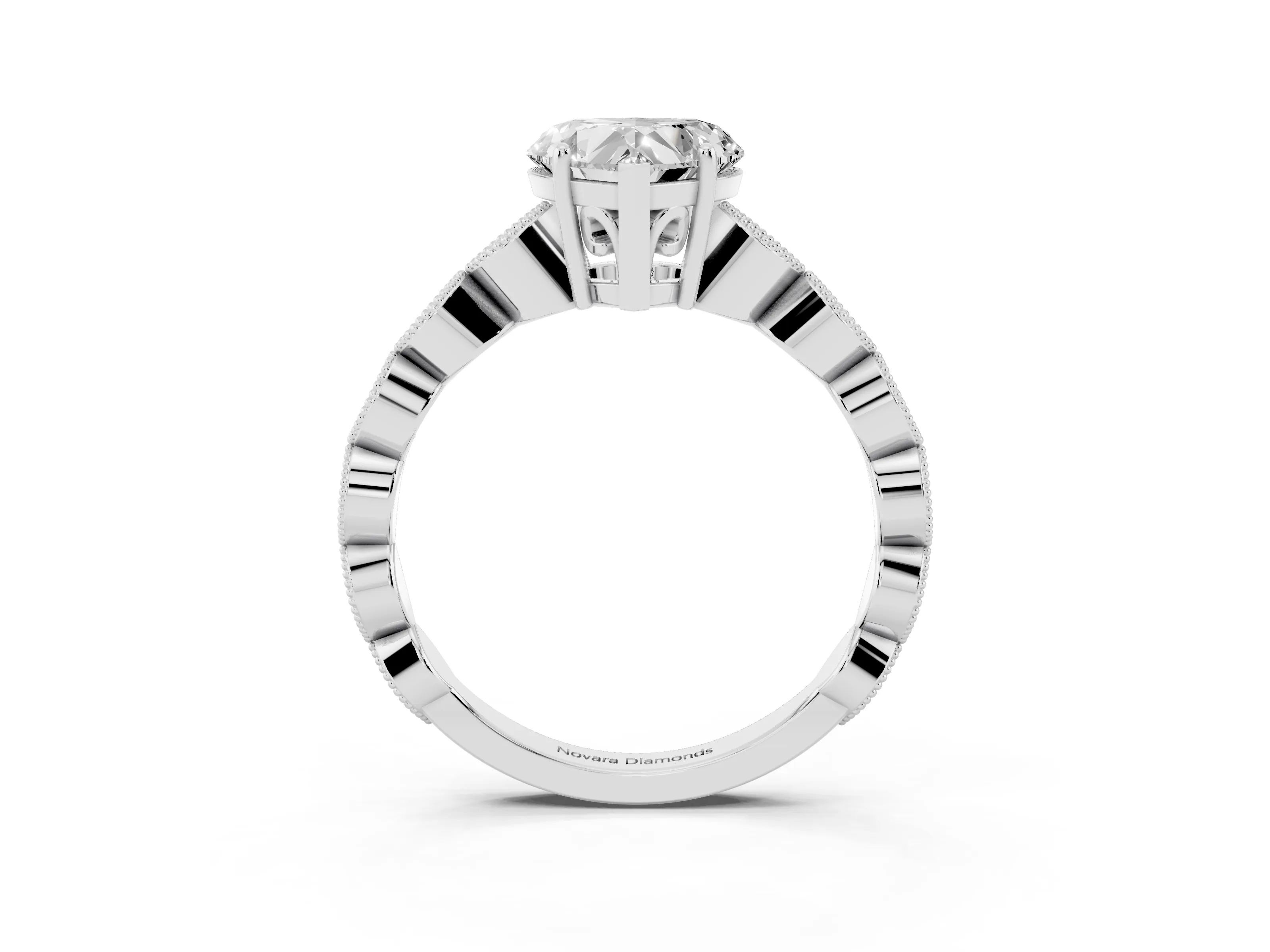 Heart Cut Diamond Solitaire Ring Set in Platinum with Infinity Twist Pavé Band