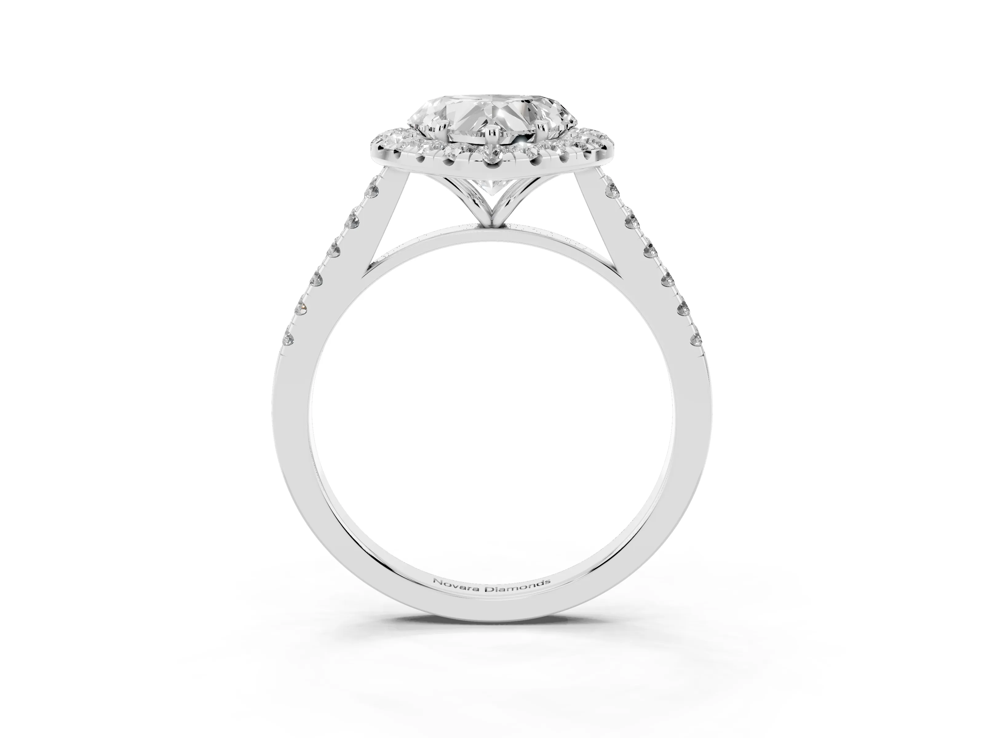 Heart Cut Diamond Halo Pavé Engagement Ring Set in Silver with Prong Setting