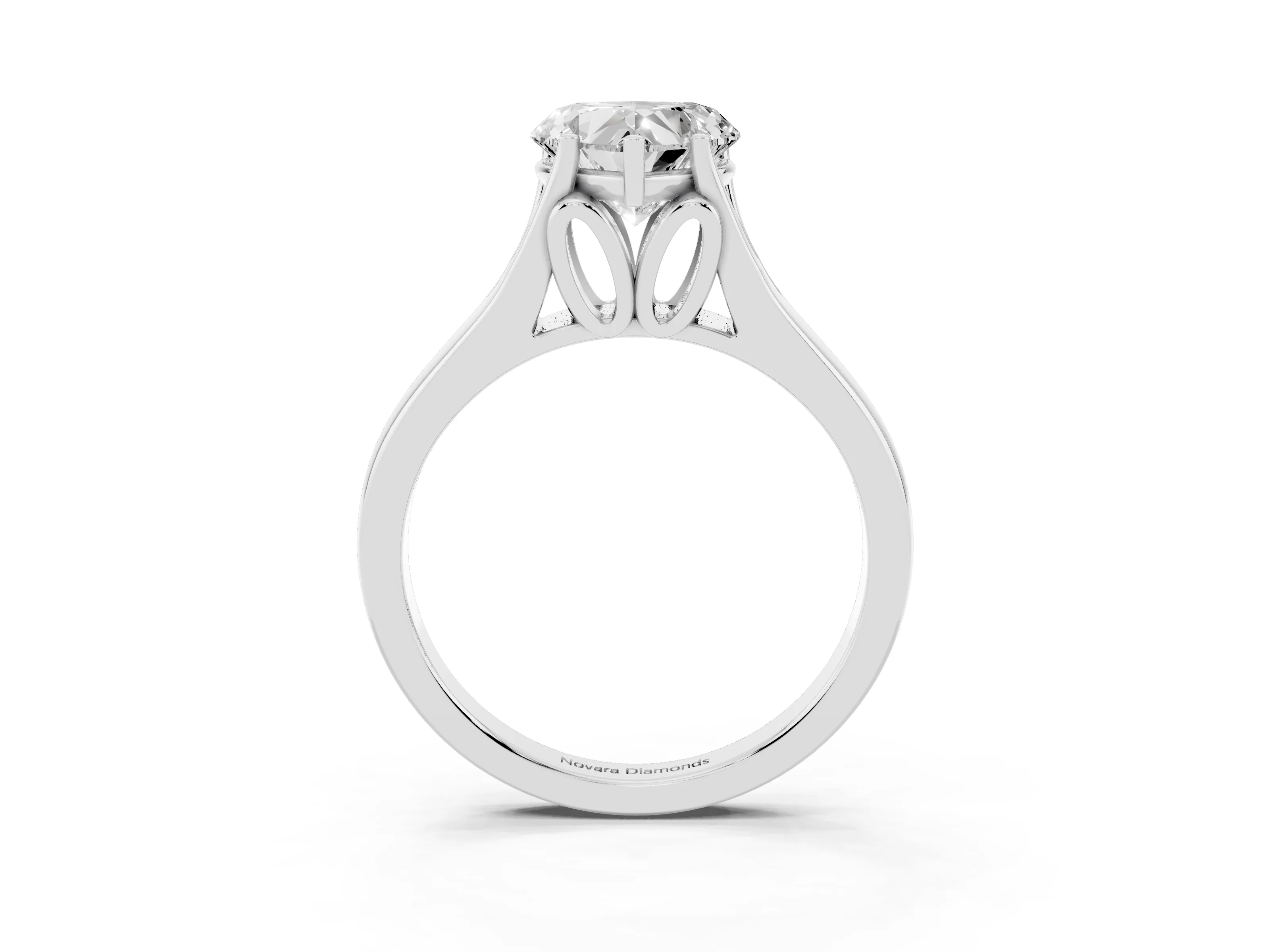 Heart Cut Diamond Solitaire Ring Set in White gold with Arched Cathedral Band and Prong Setting