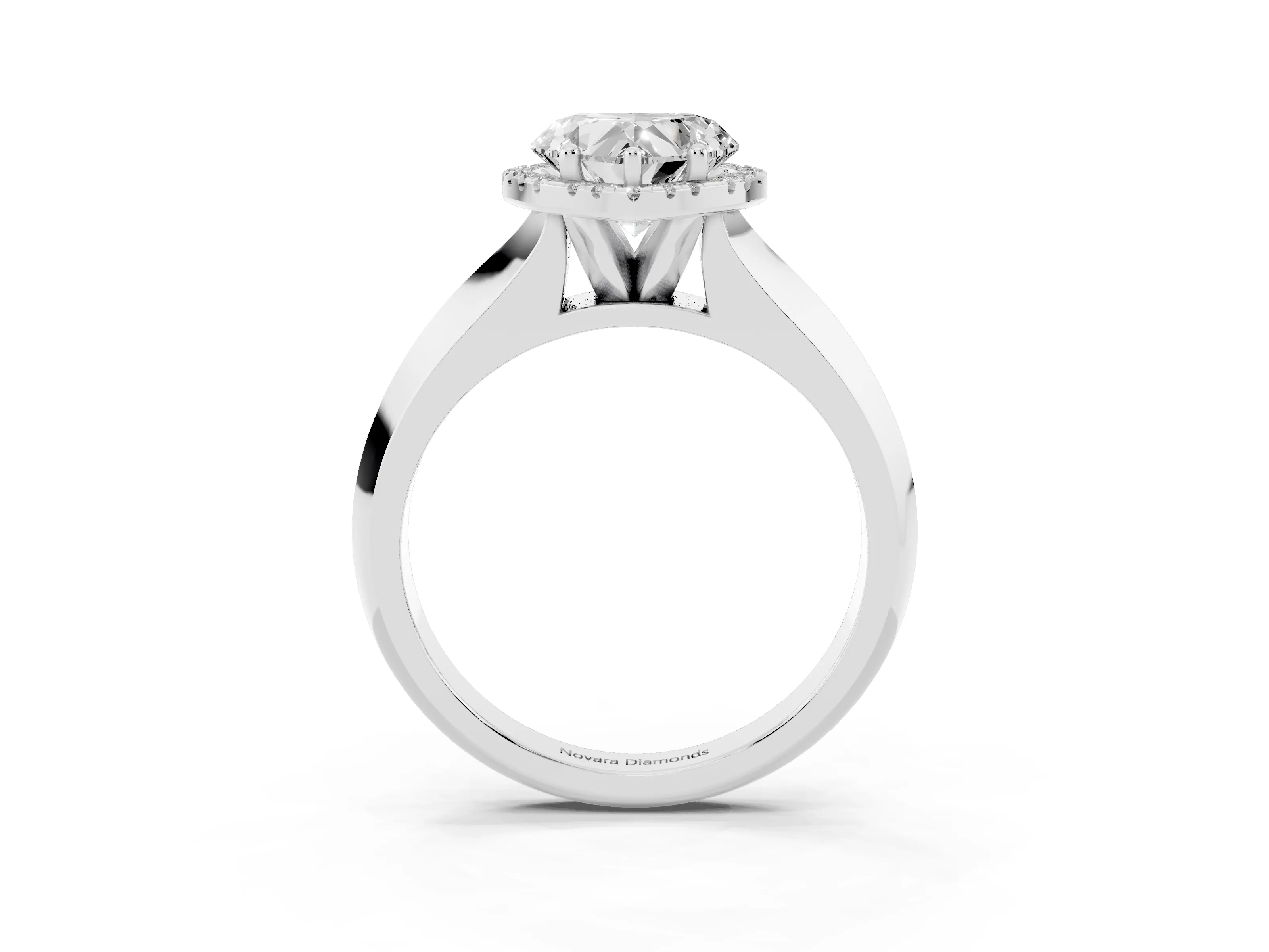 Heart Cut Diamond Halo Ring Set in Silver with Cathedral Band and Prong Setting
