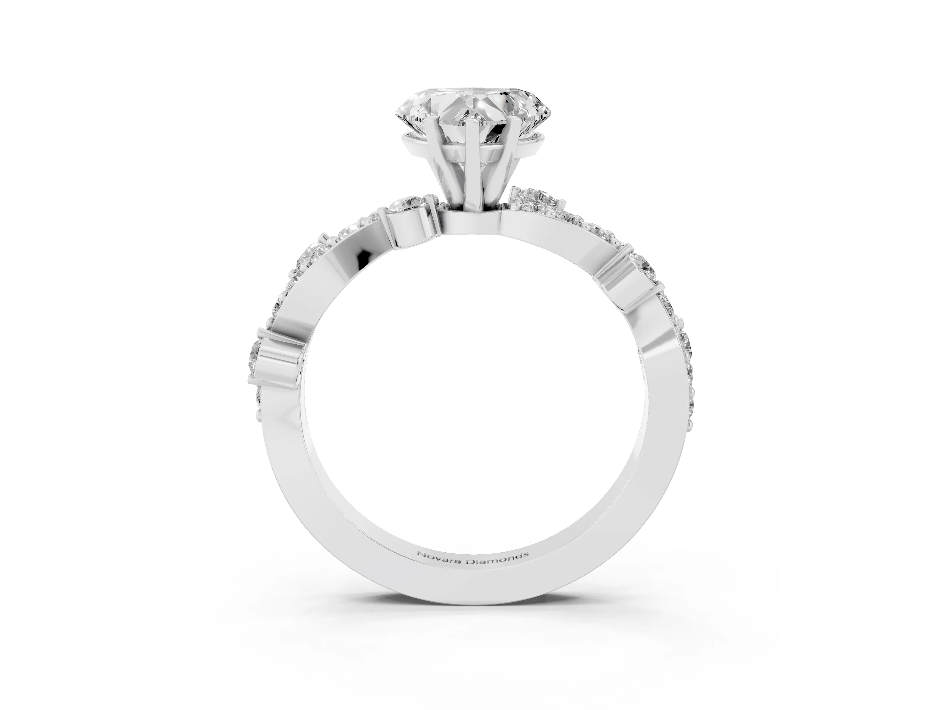 Heart Cut Diamond Solitaire Twisted Band Set in Silver with Pavé Setting