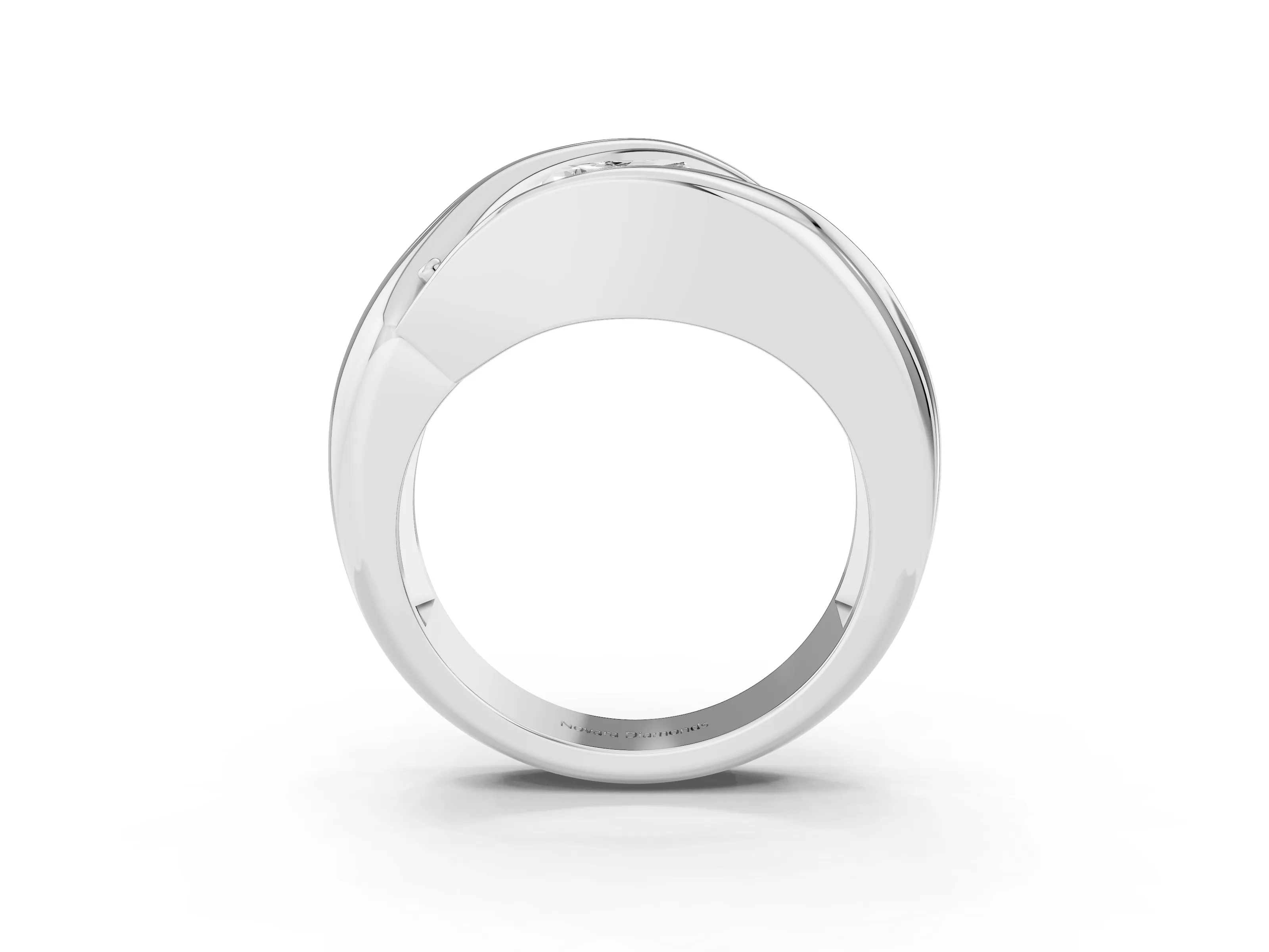 Heart Cut Diamond Channel-Set Crossover Ring Set in White gold