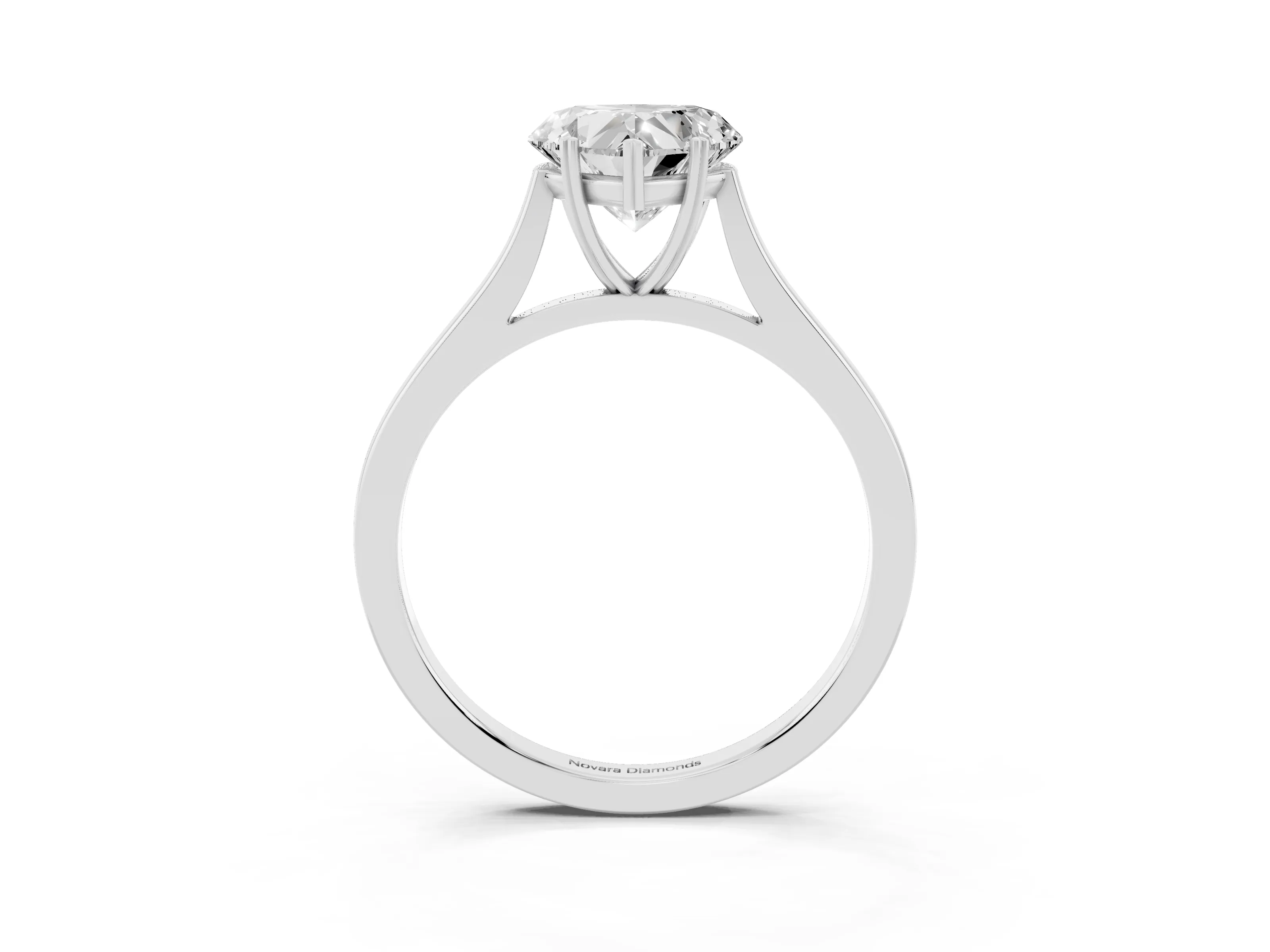 Heart Cut Diamond Solitaire Heart Prong Engagement Ring Set in Silver with Tapered Band
