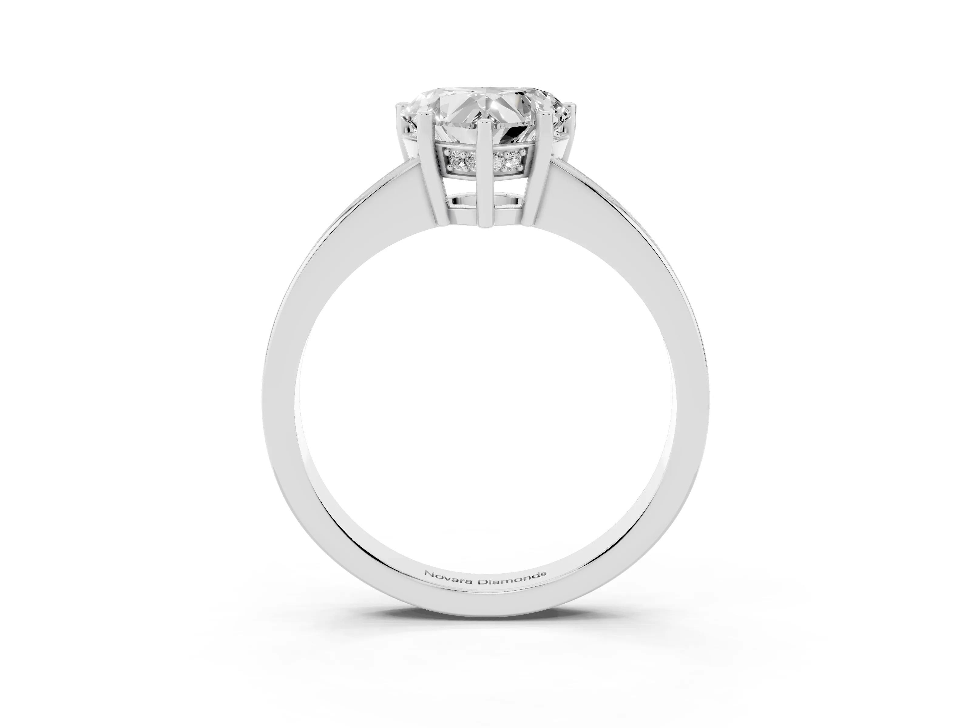 Heart Cut Diamond Pavé Band Prong Set Solitaire Ring Set in Platinum