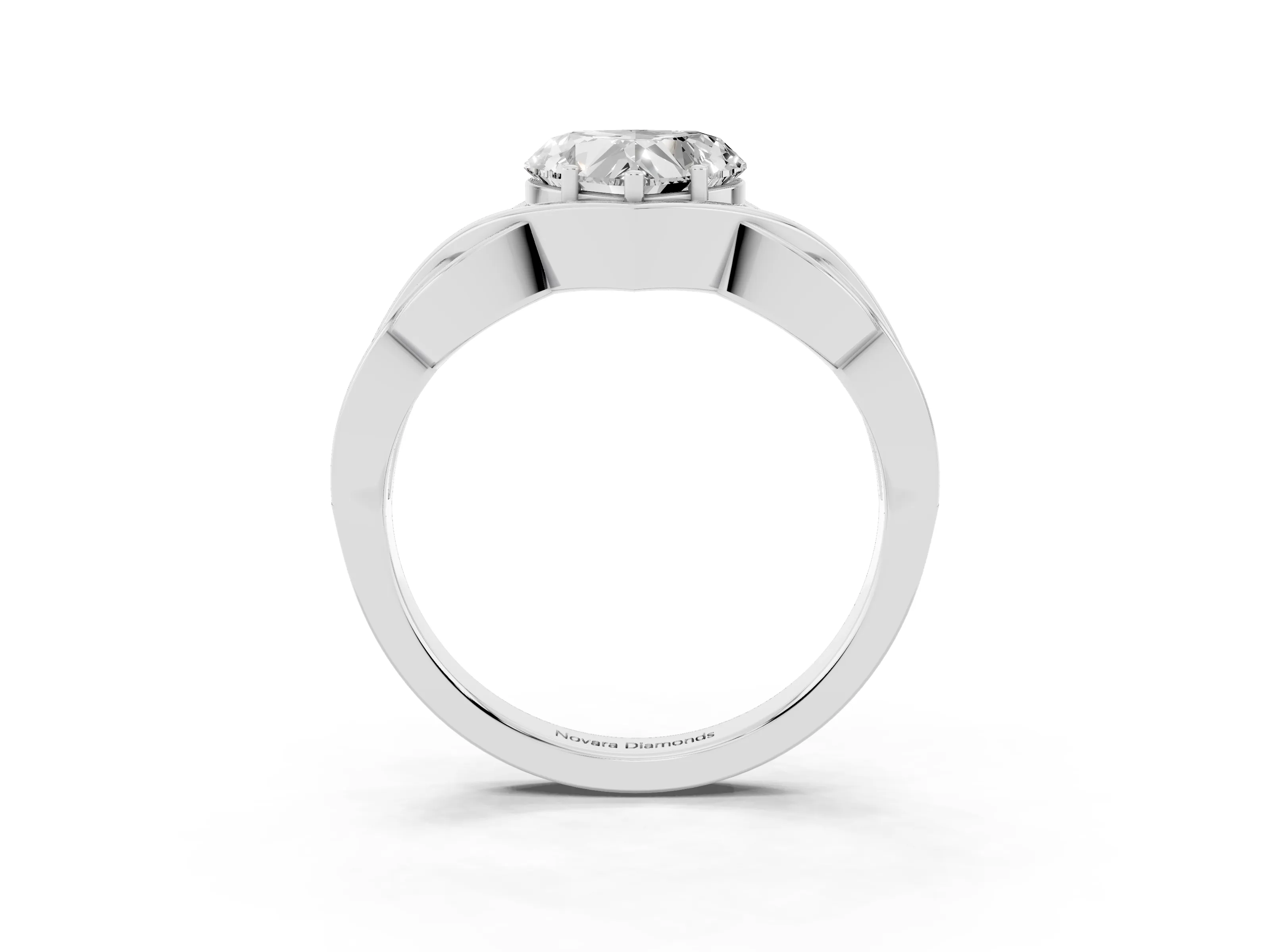 Heart Cut Diamond Solitaire Ring Set in White gold with Intertwined Band