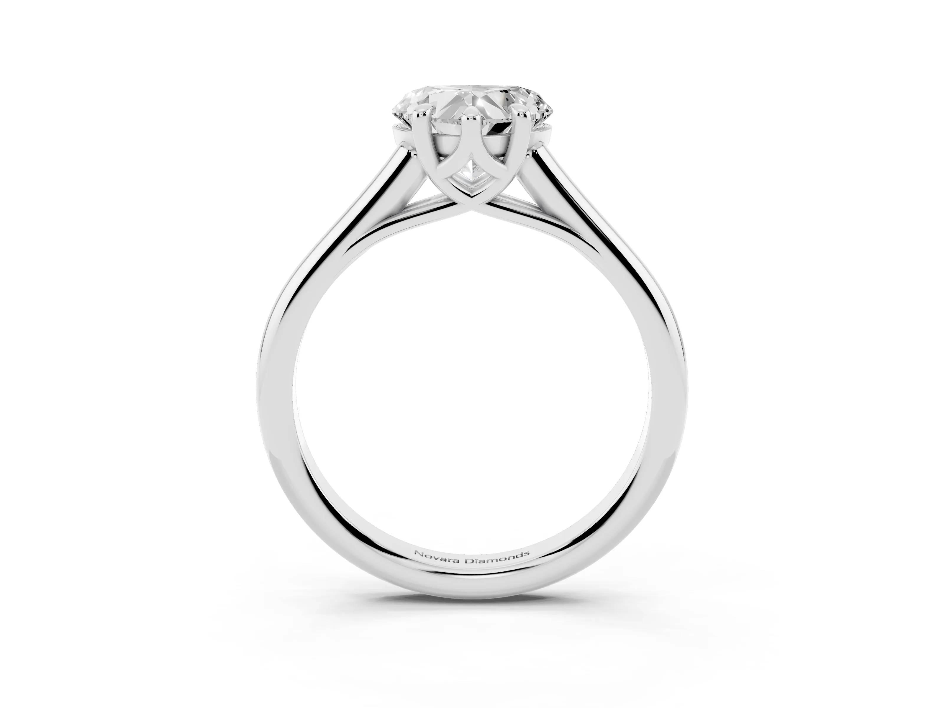 Heart Cut Diamond Solitaire Engagement Ring Set in Platinum with Prong Setting and Plain Classic Band