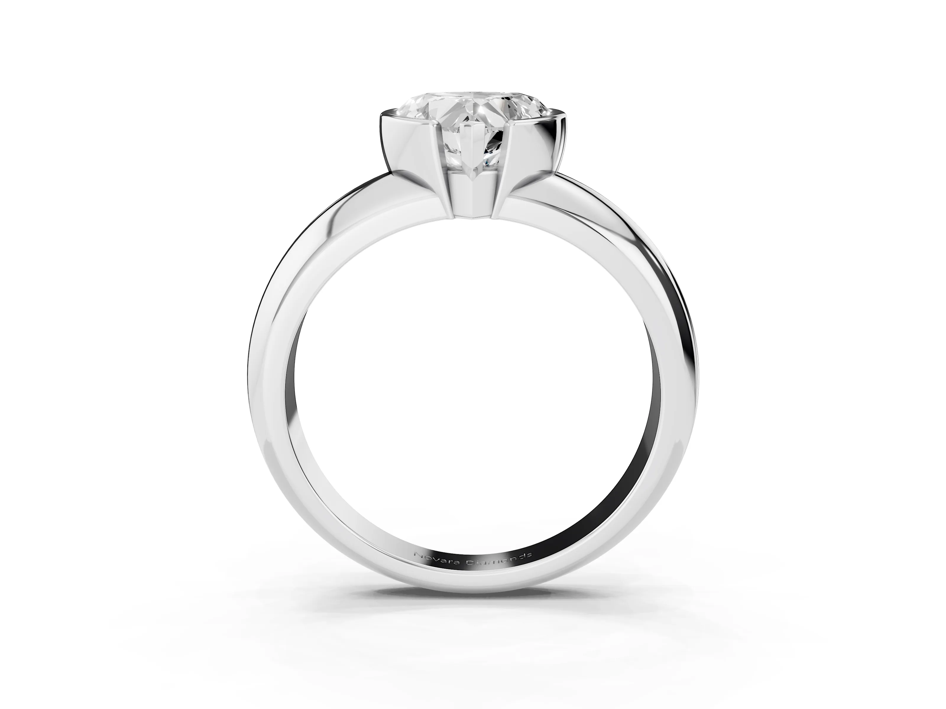 Heart Cut Diamond Solitaire Tension Set Ring Set in Platinum with Wide Band
