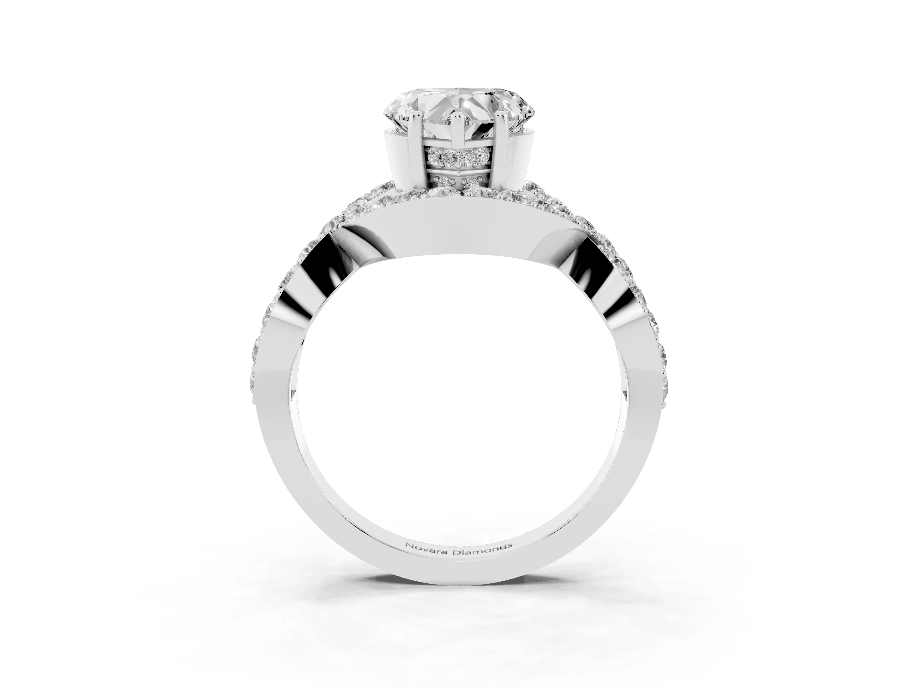 Heart Cut Diamond Solitaire Twist Band Pavé Engagement Ring Set in Platinum