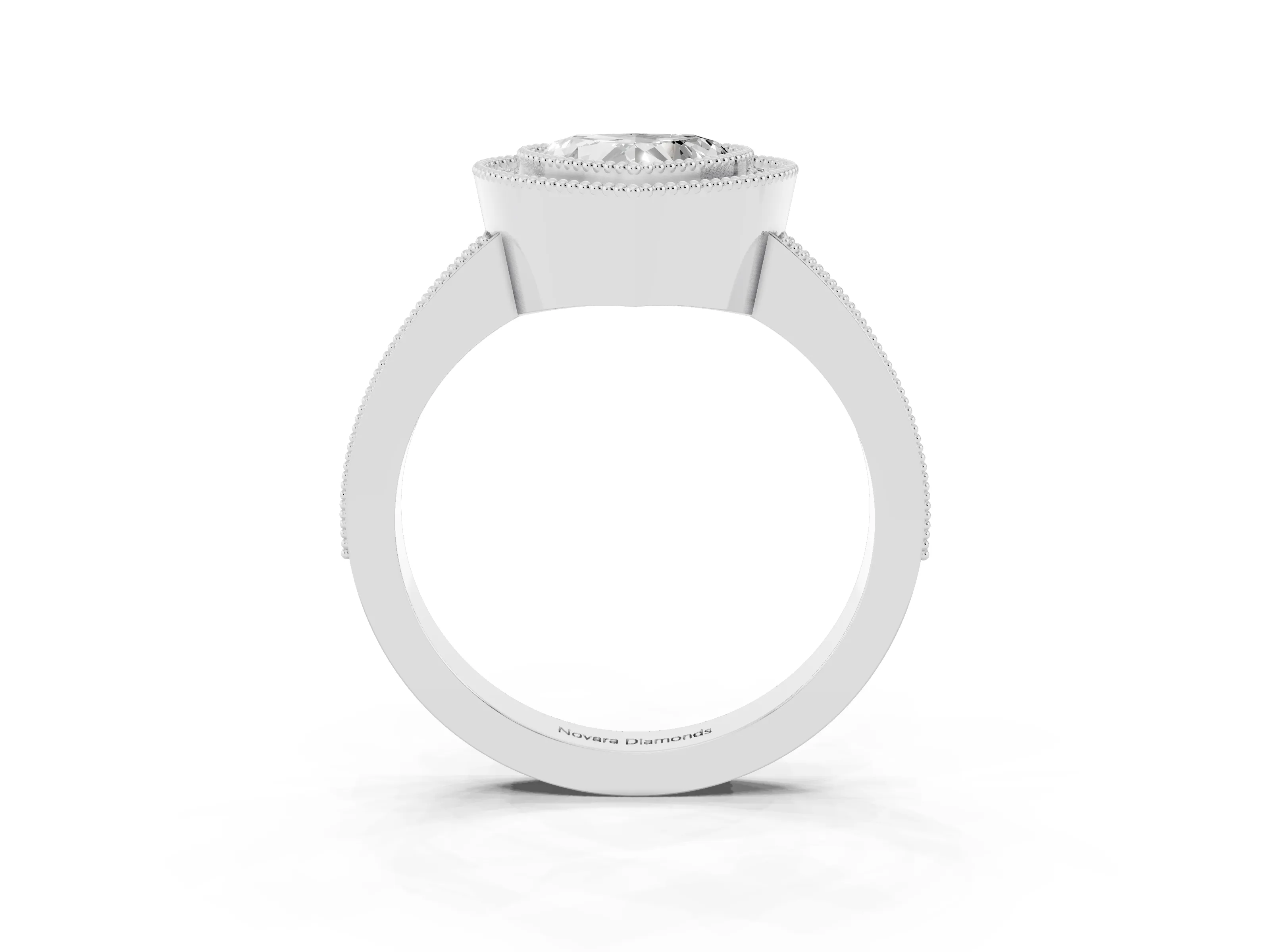 Heart Cut Diamond Halo Engagement Ring Set in Platinum with Pavé Band and Round Halo Stones
