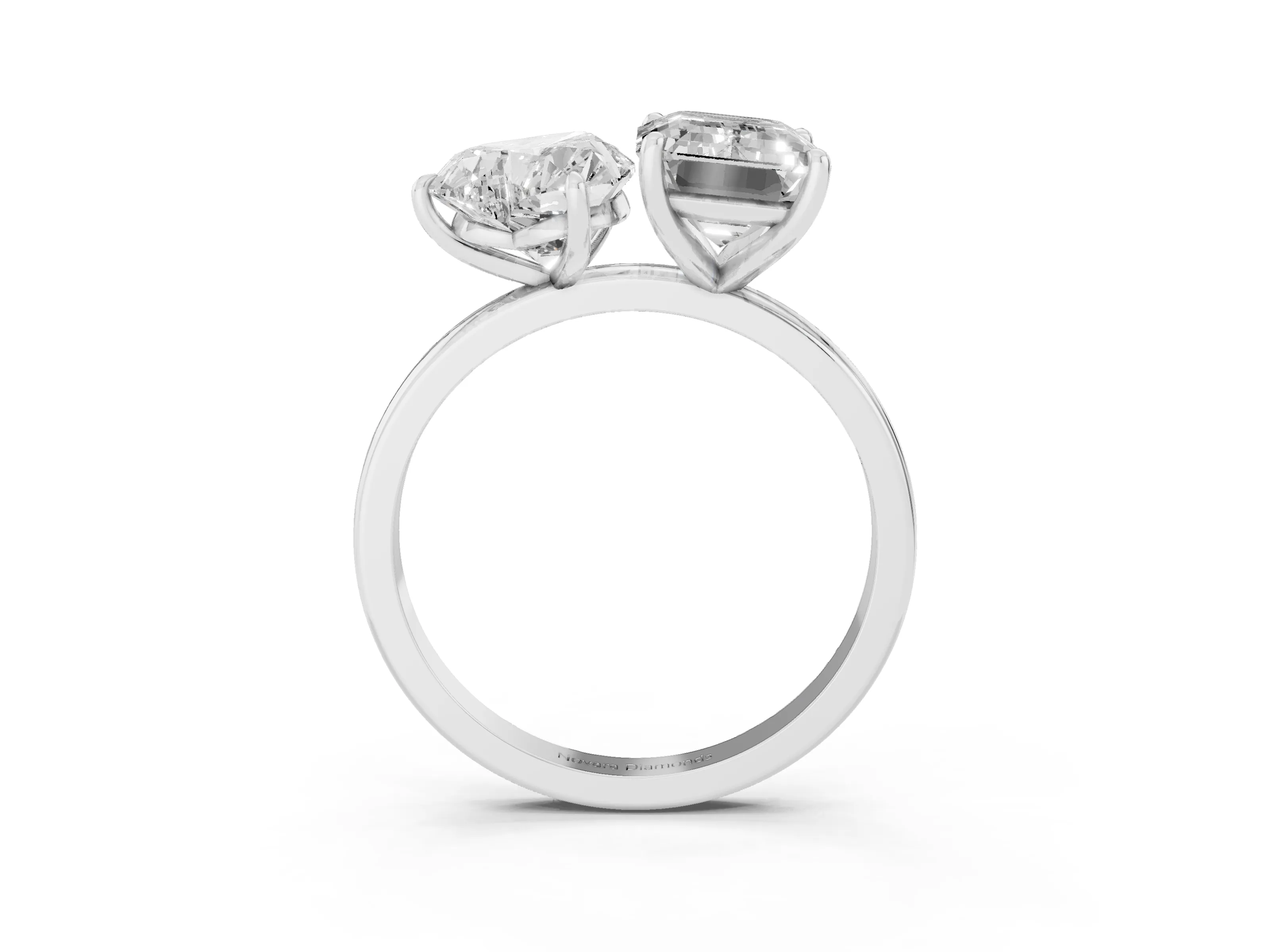 Heart Cut and Emerald Cut Toi Moi Ring Set in Silver with Prong Setting