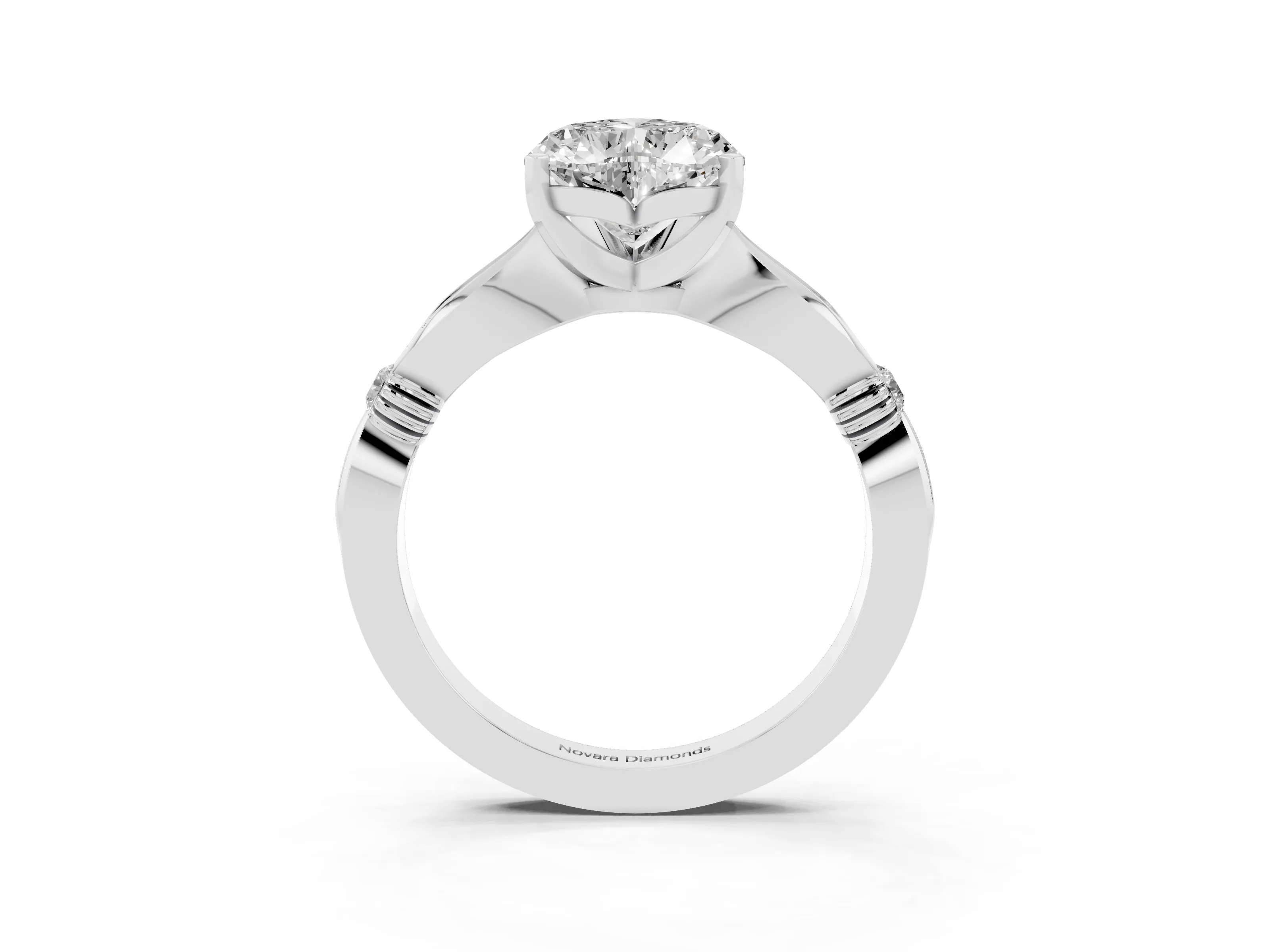 Heart Cut Diamond Solitaire Twisted Band Ring Set in Silver with Accent Stones and Prong Setting