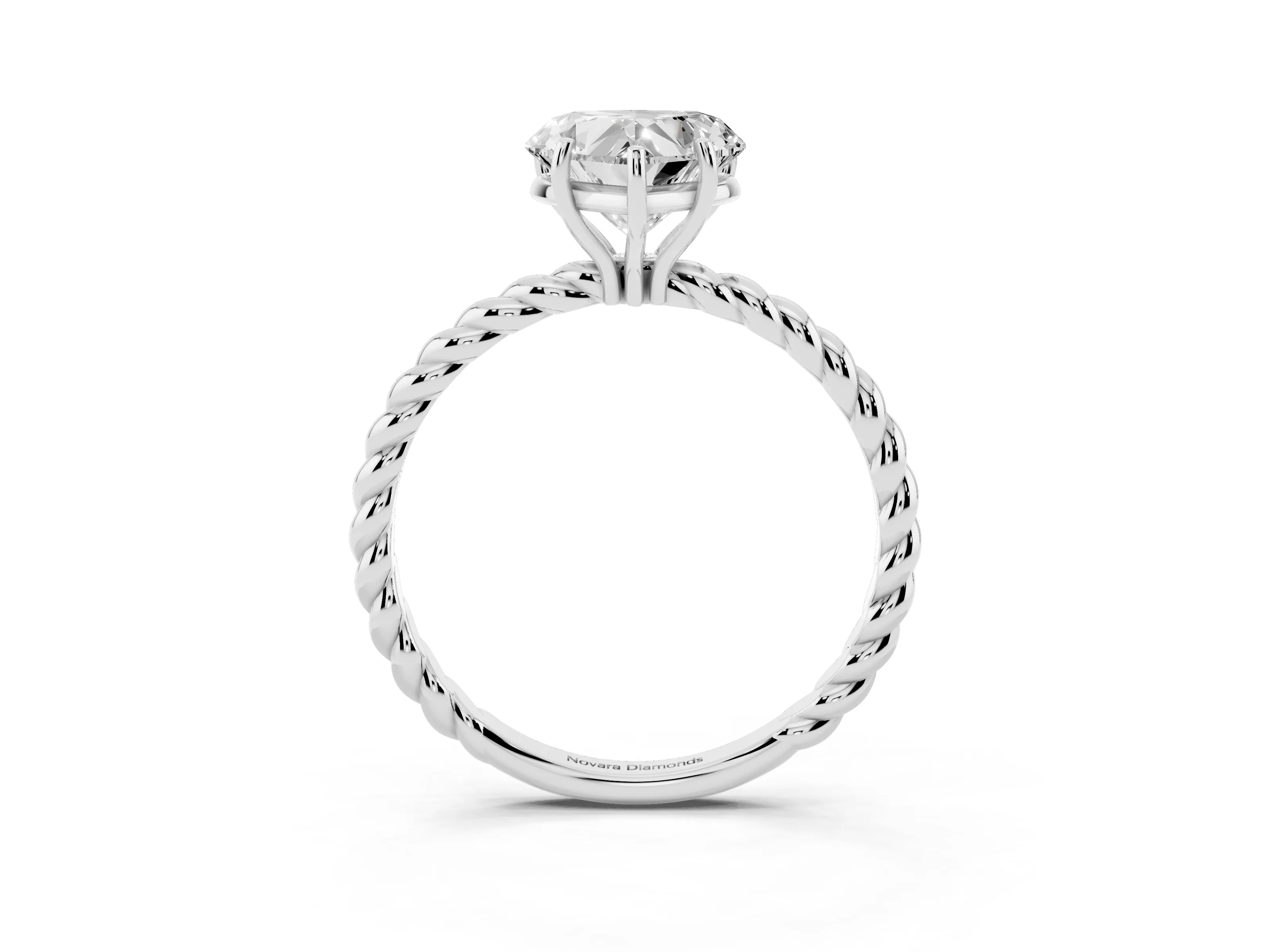 Heart Cut Diamond Solitaire Ring Set in White gold with Twist Band and Prong Setting