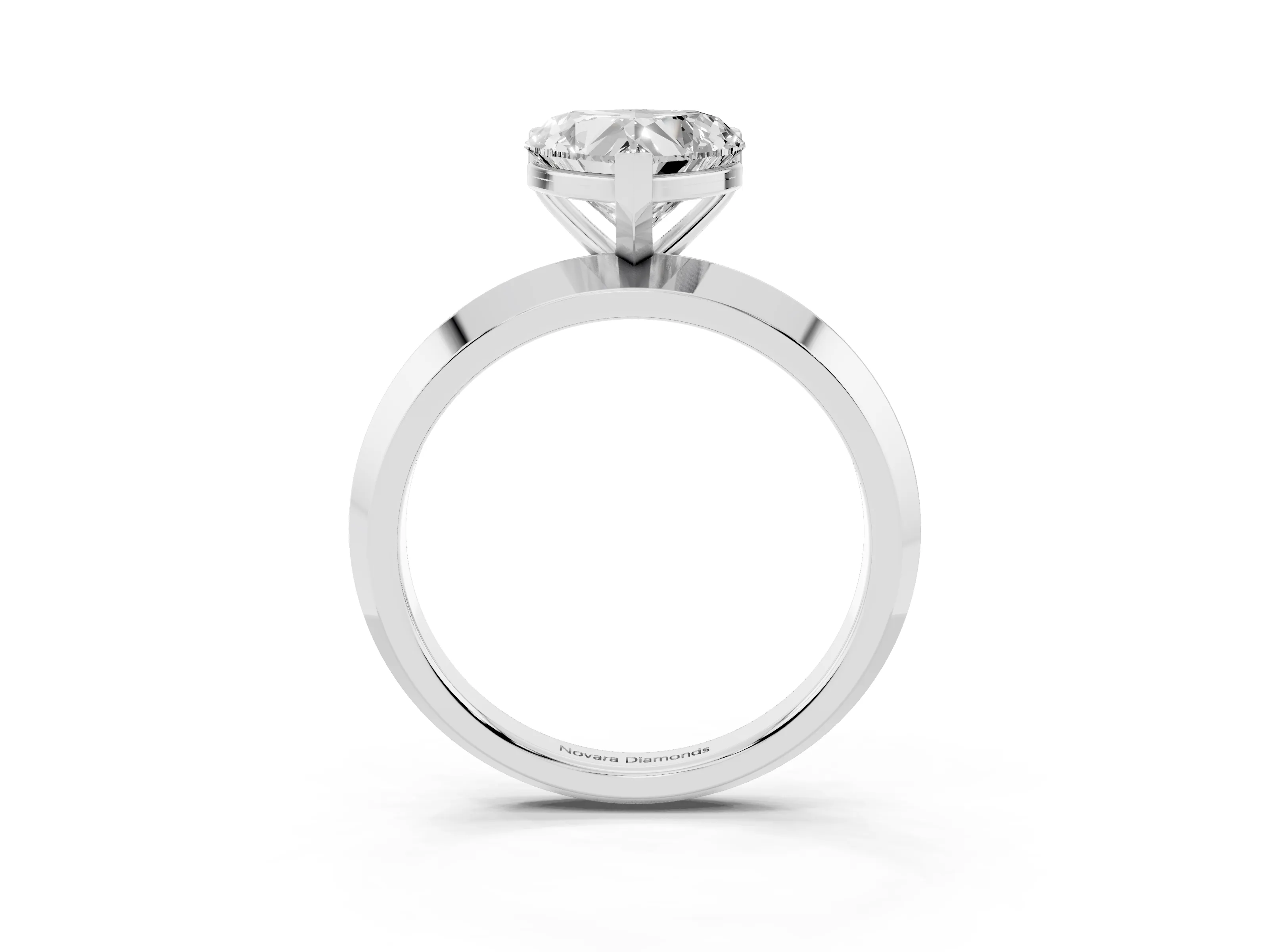 Heart Cut Diamond Solitaire Engagement Ring Set in Platinum with Flat Band and Prong Setting
