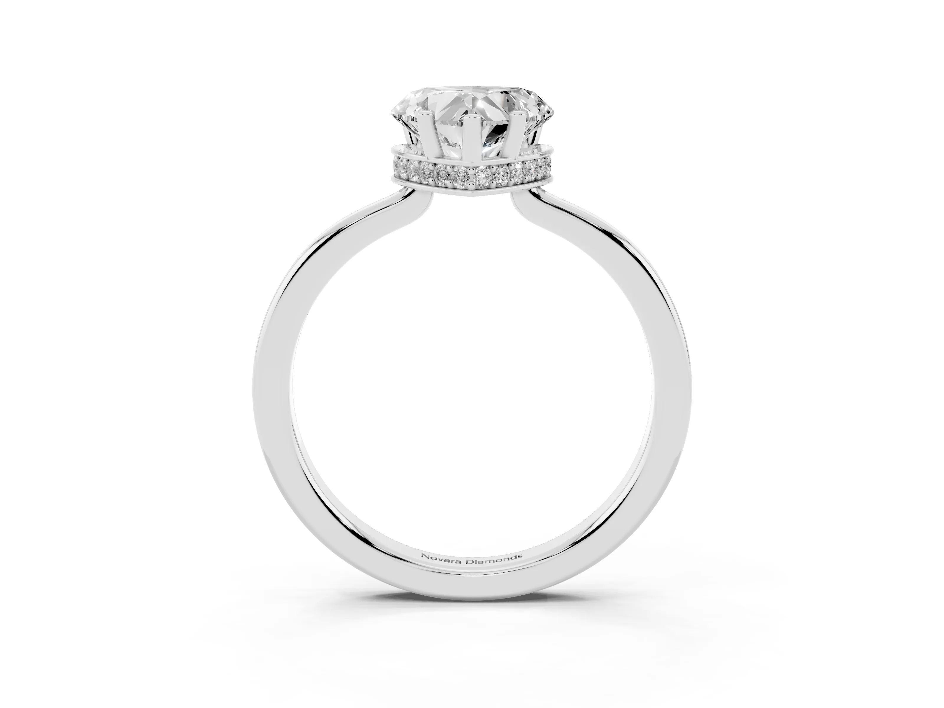 Heart Cut Diamond Solitaire Engagement Ring Set in Platinum with Prong Setting on a Plain Band
