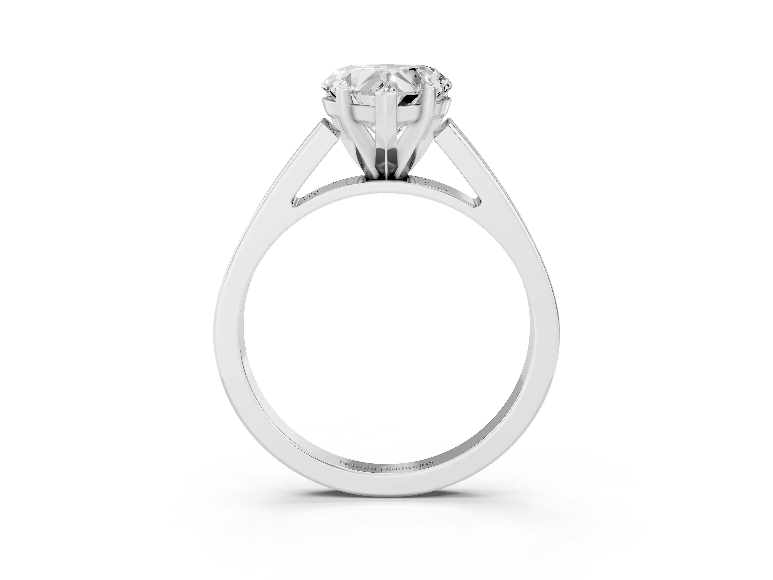 Heart Cut Diamond Solitaire Engagement Ring Set in White gold with Prong Setting and Tapered Band