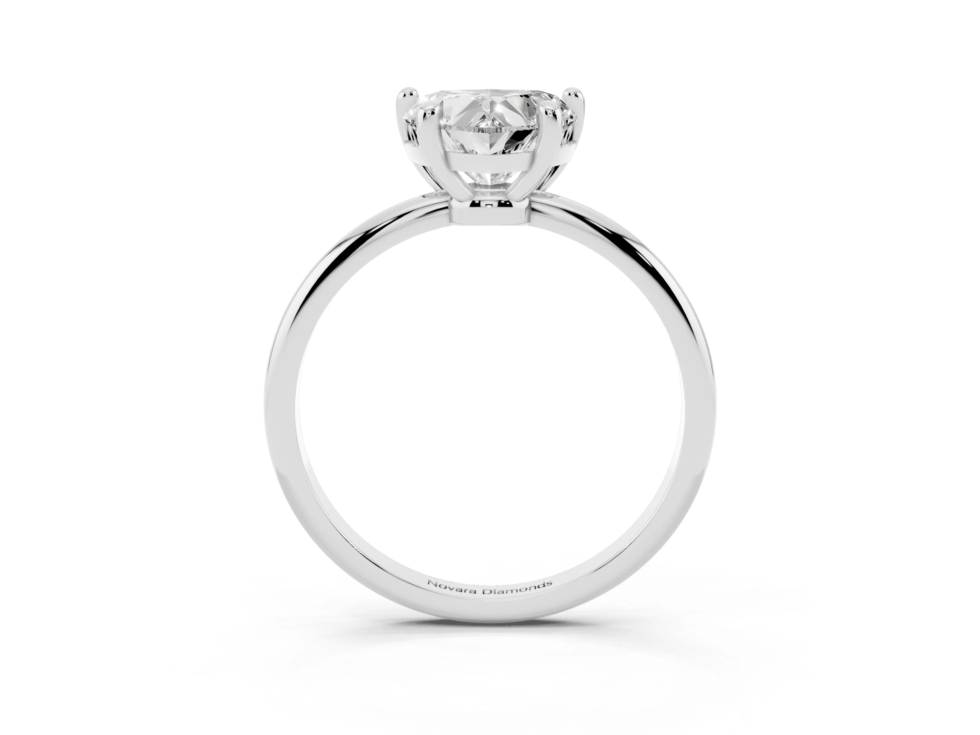 Heart Cut Diamond Solitaire Ring Set in White gold with Secure Prong Setting on a Classic Band