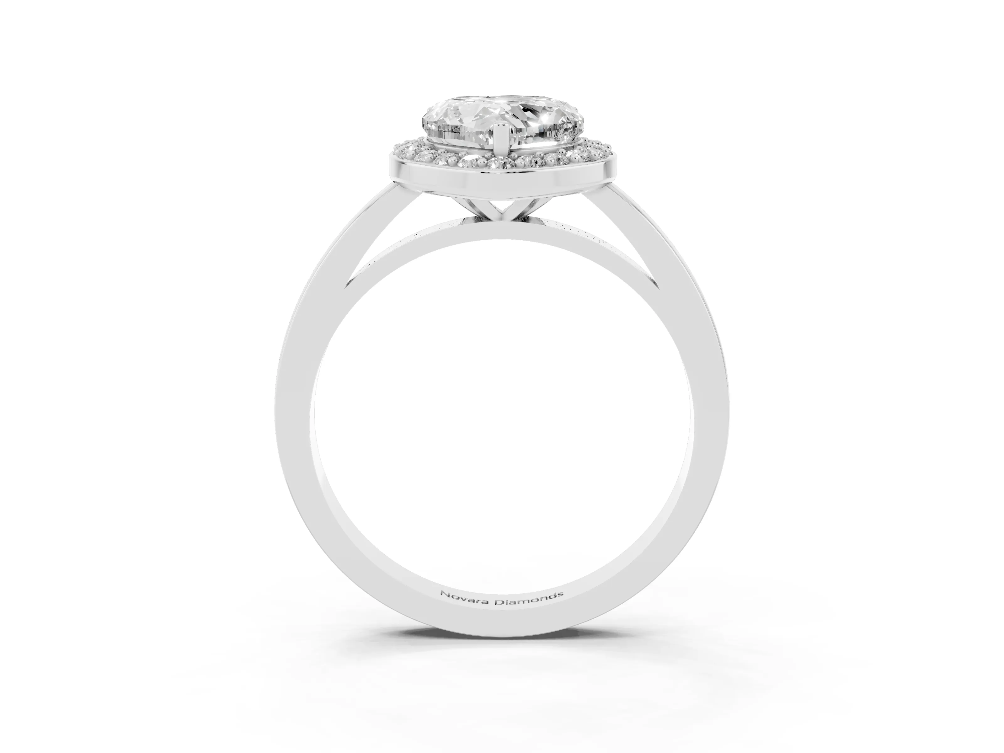 Heart Cut Diamond Halo Ring Set in Silver with Solitaire Band and Prong Setting