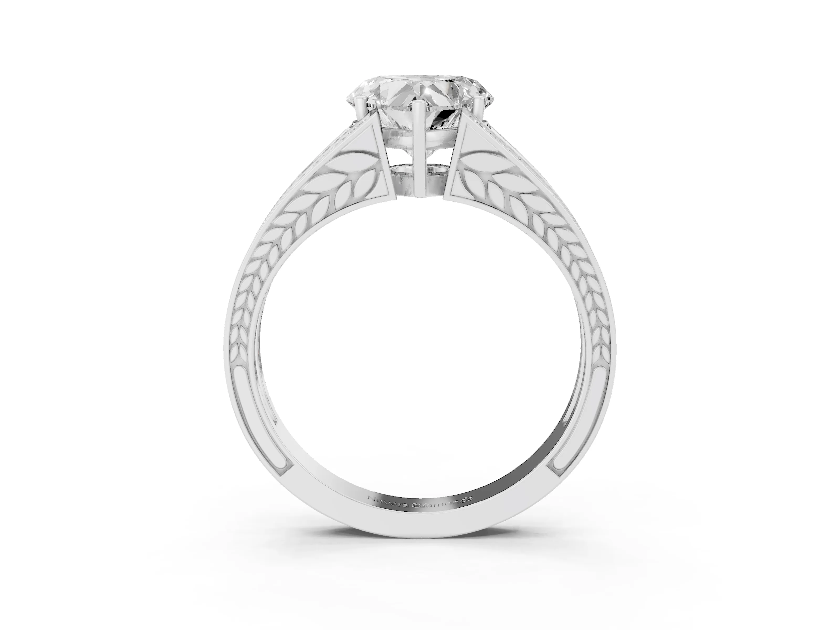 Heart Cut Diamond Split Shank Ring Set in Platinum with Pavé Band and Prong Setting