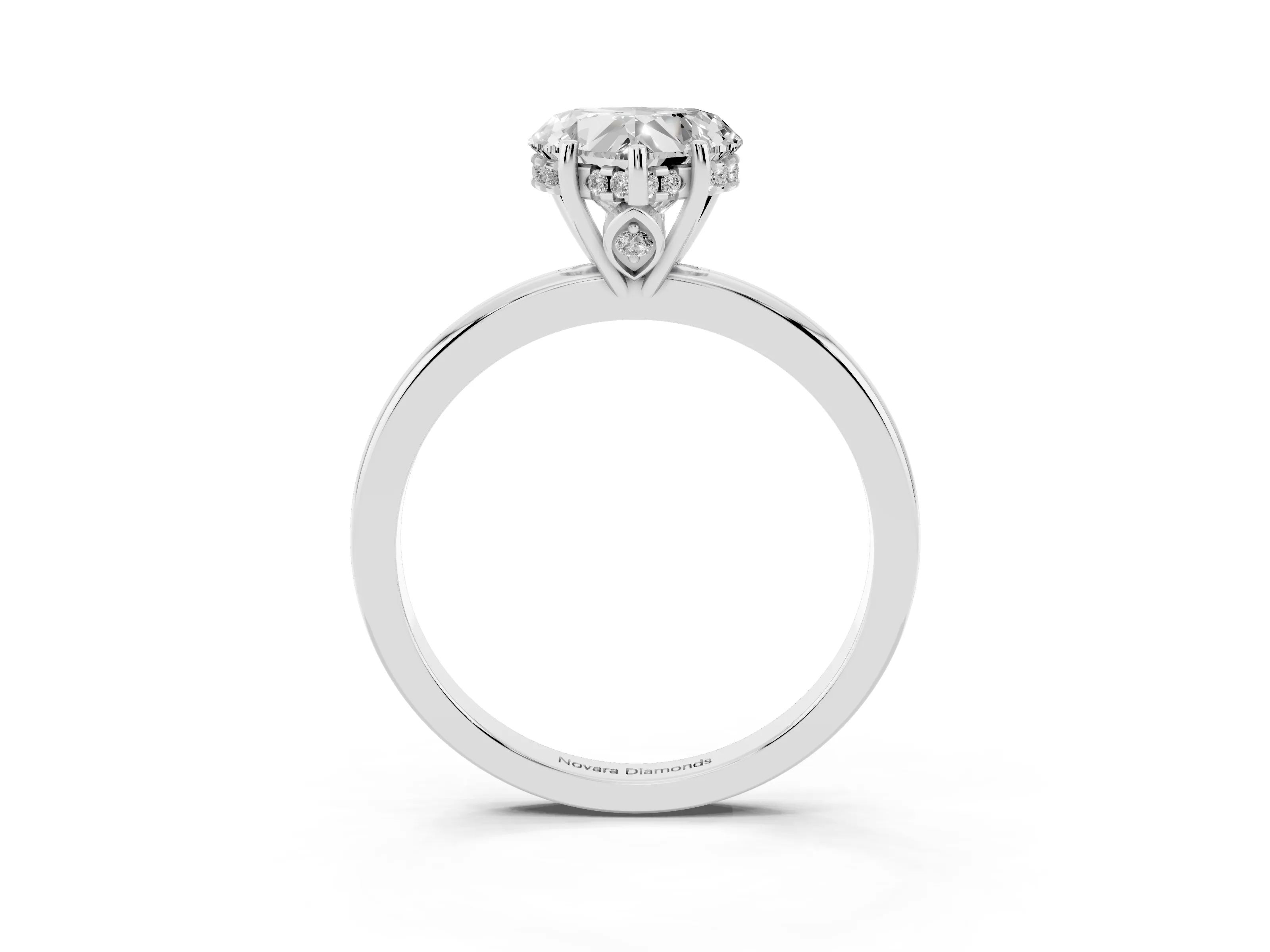 Heart Cut Diamond Solitaire Ring Set in Platinum with Plain Band and Prong Setting