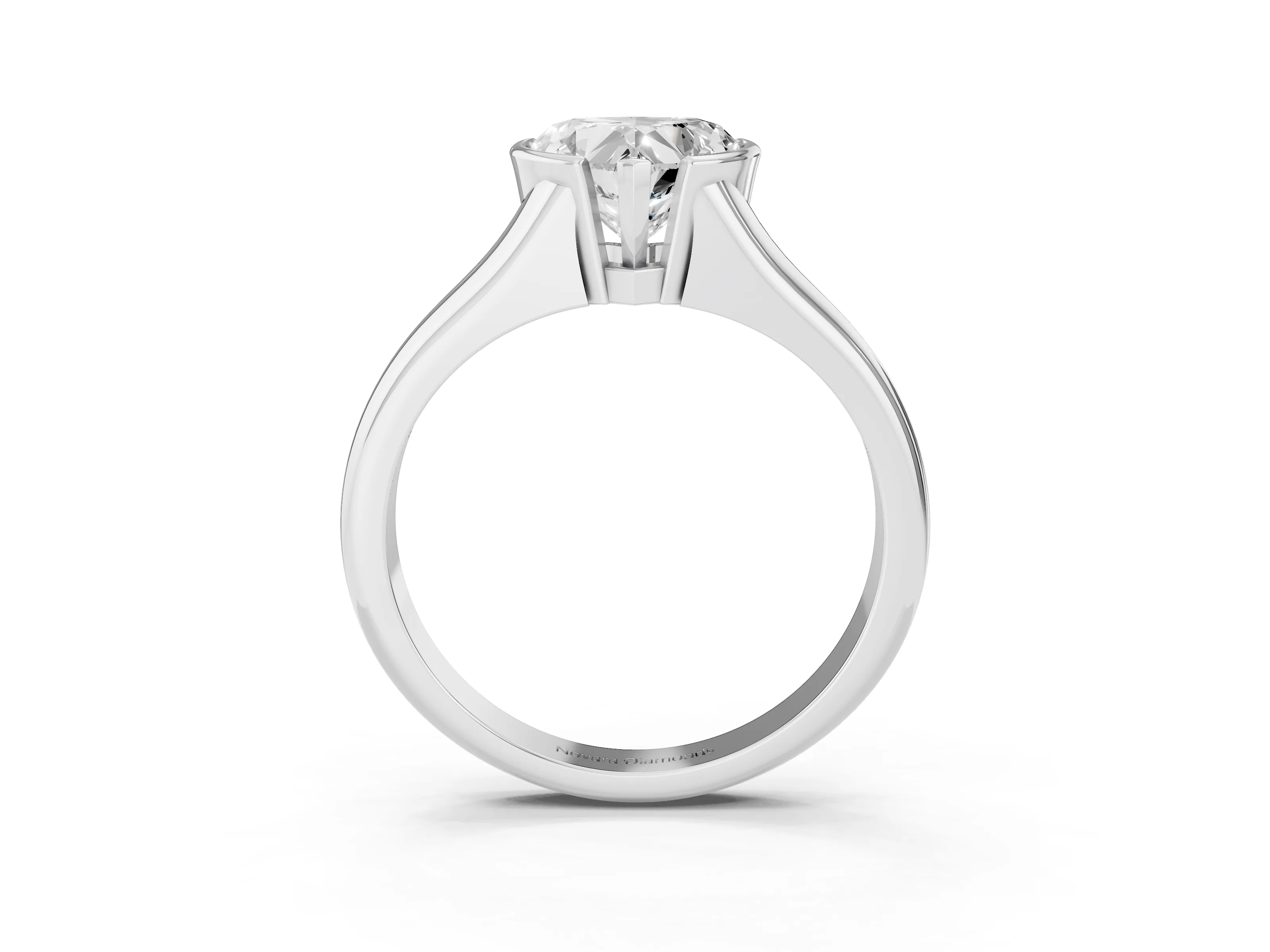 Heart Cut Diamond Solitaire Tension Set Ring Set in Platinum with Split Shank Band
