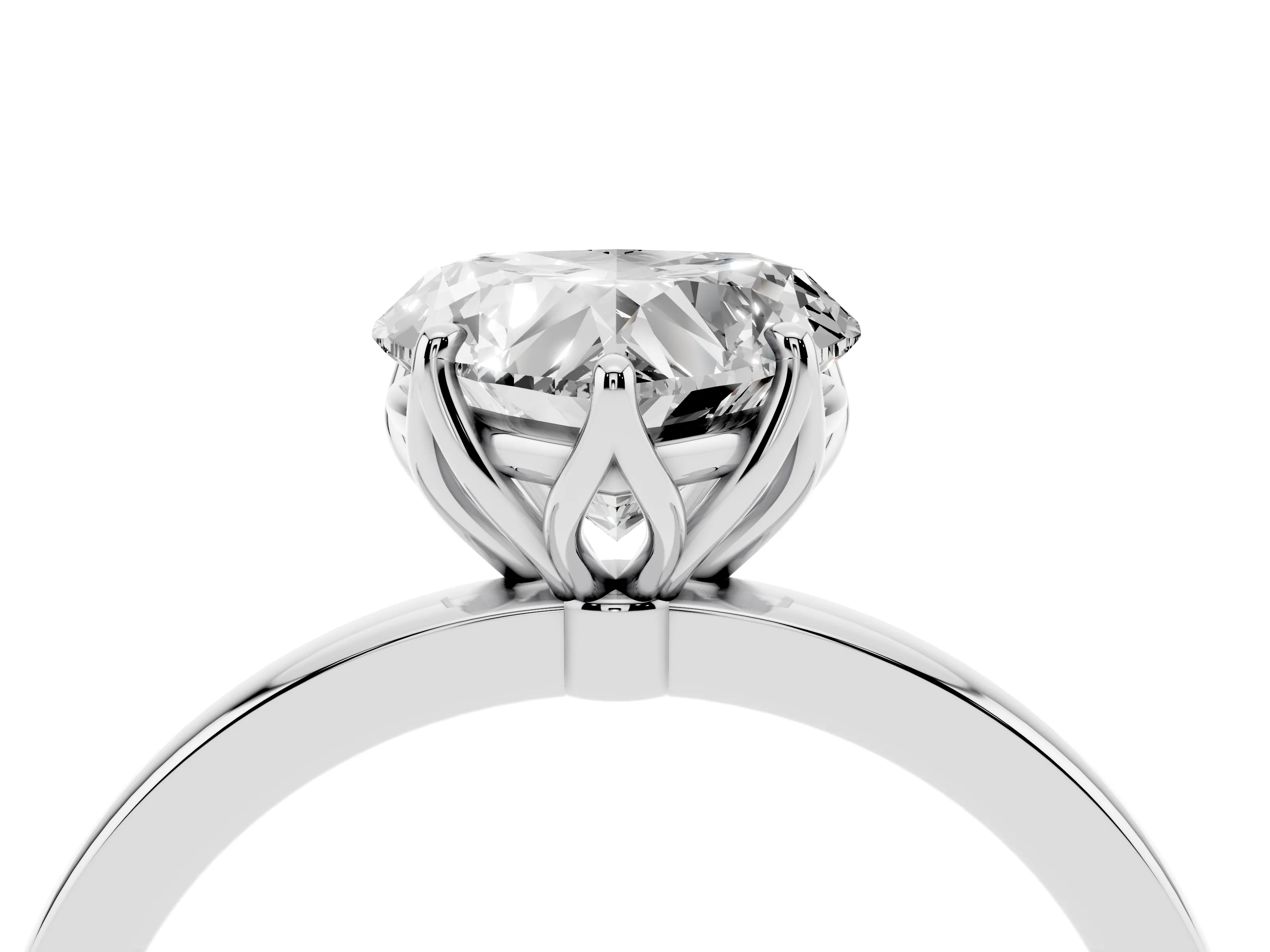 Heart Cut Diamond Solitaire Ring Set in White gold with Prong Setting and Thin Polished Band