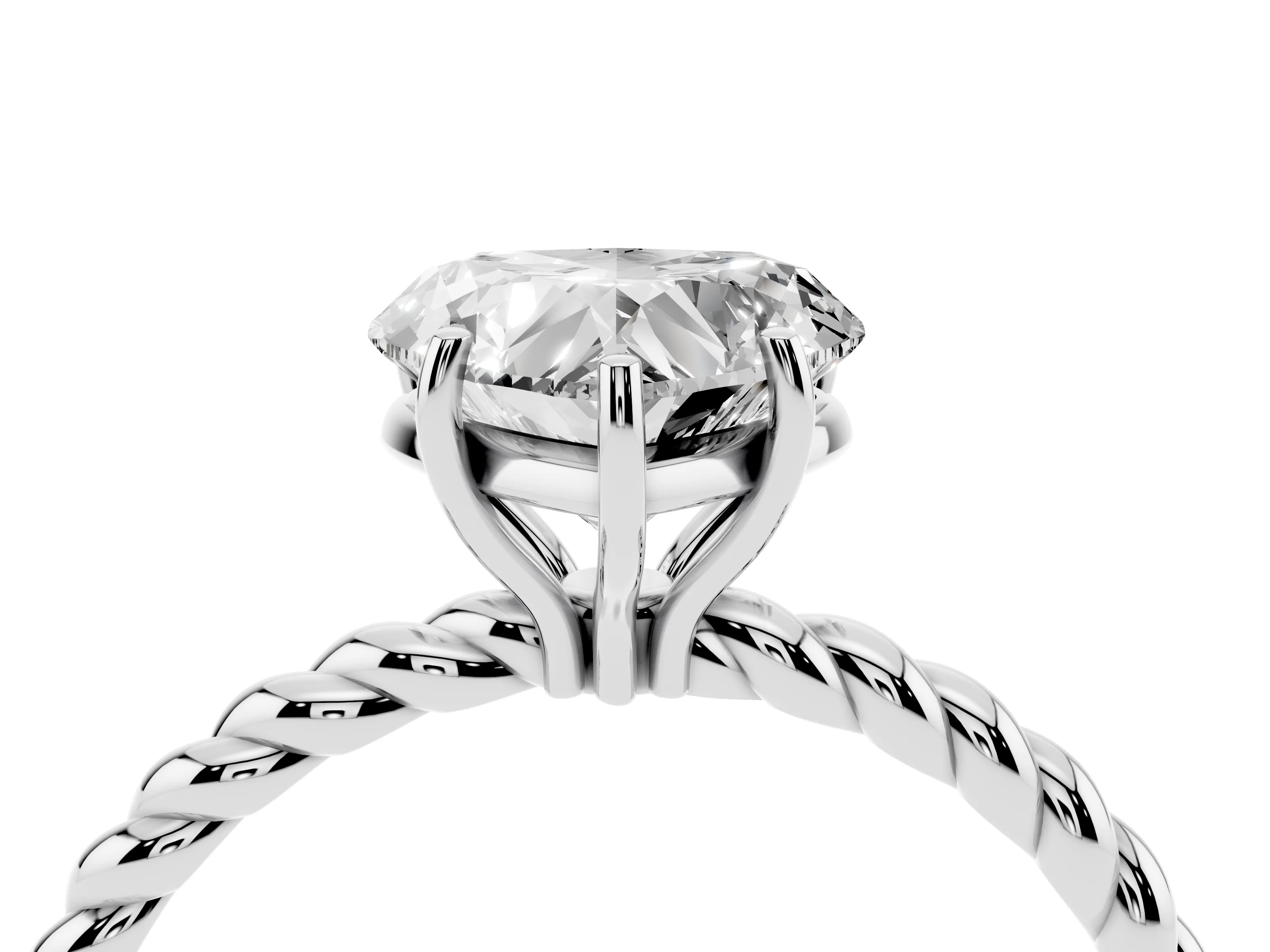 Heart Cut Diamond Solitaire Ring Set in White gold with Twist Band and Prong Setting