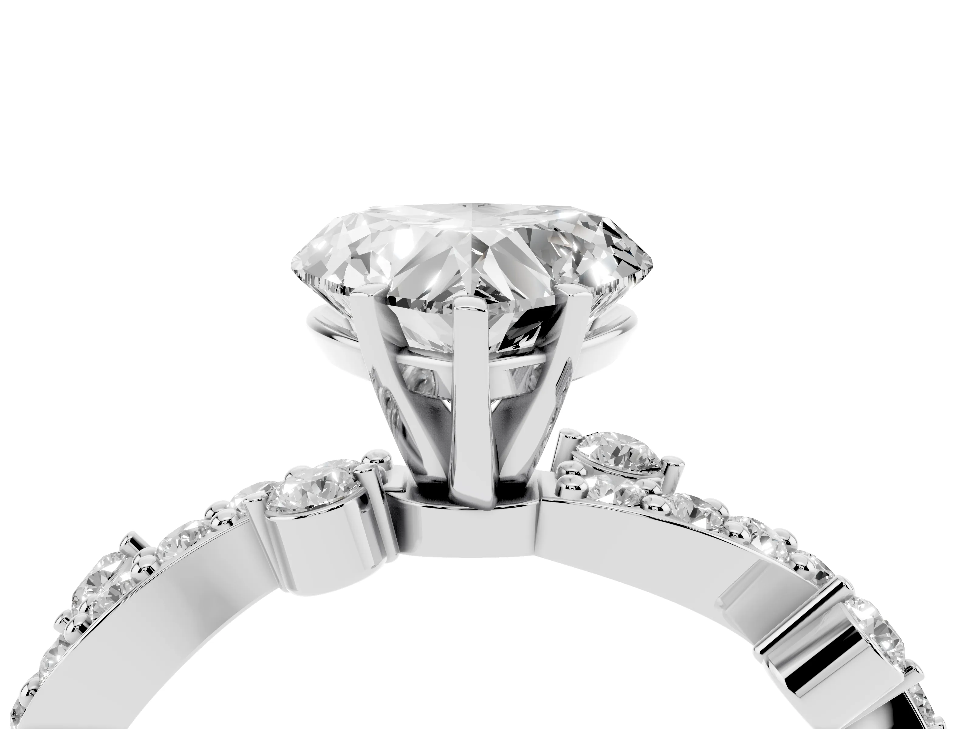 Heart Cut Diamond Solitaire Twisted Band Set in Silver with Pavé Setting