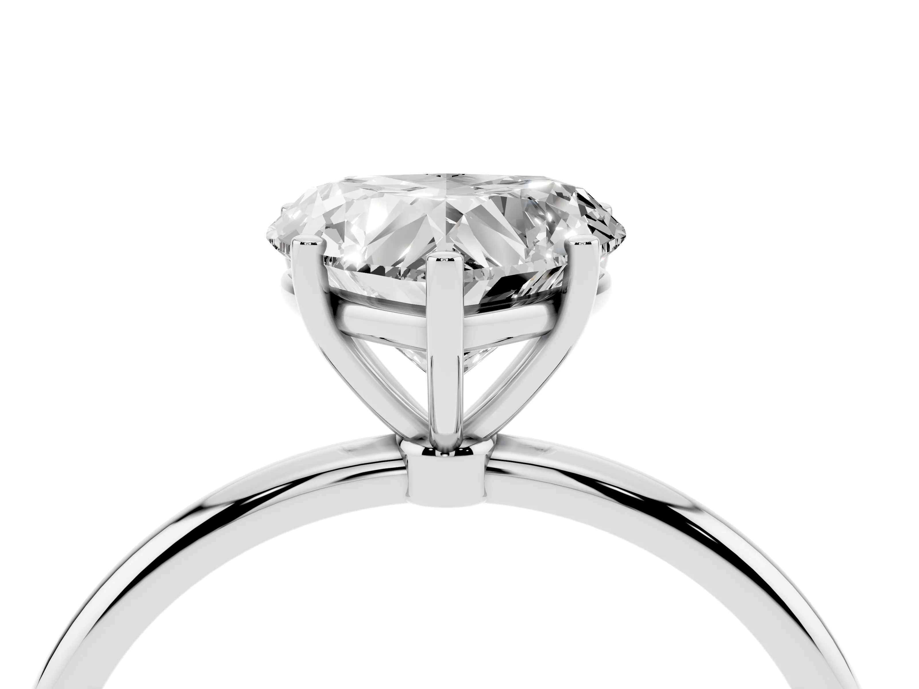 Heart Cut Diamond Solitaire Engagement Ring Set in Platinum with Thin Band and Prong Setting