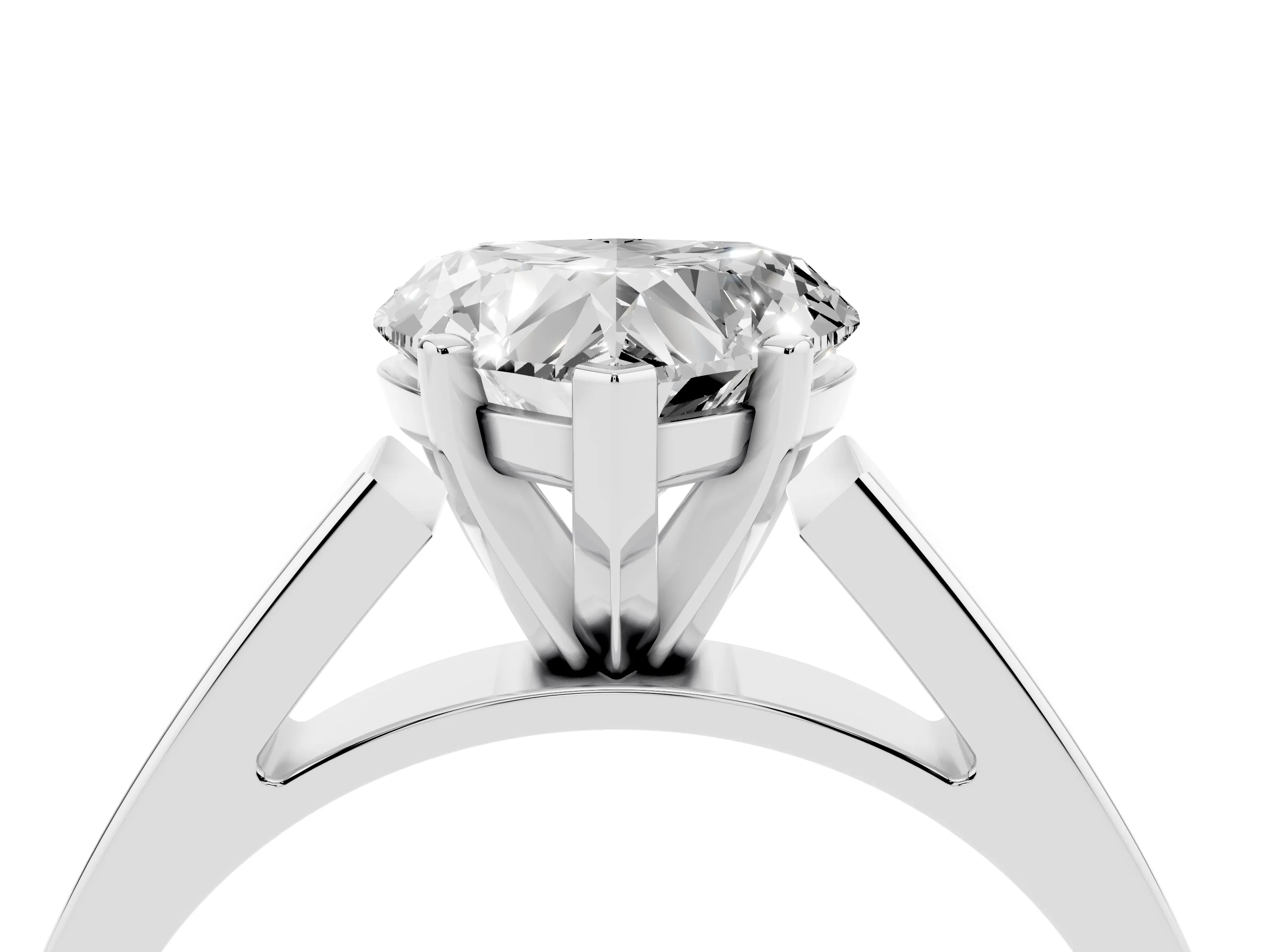 Heart Cut Diamond Solitaire Engagement Ring Set in White gold with Prong Setting and Tapered Band