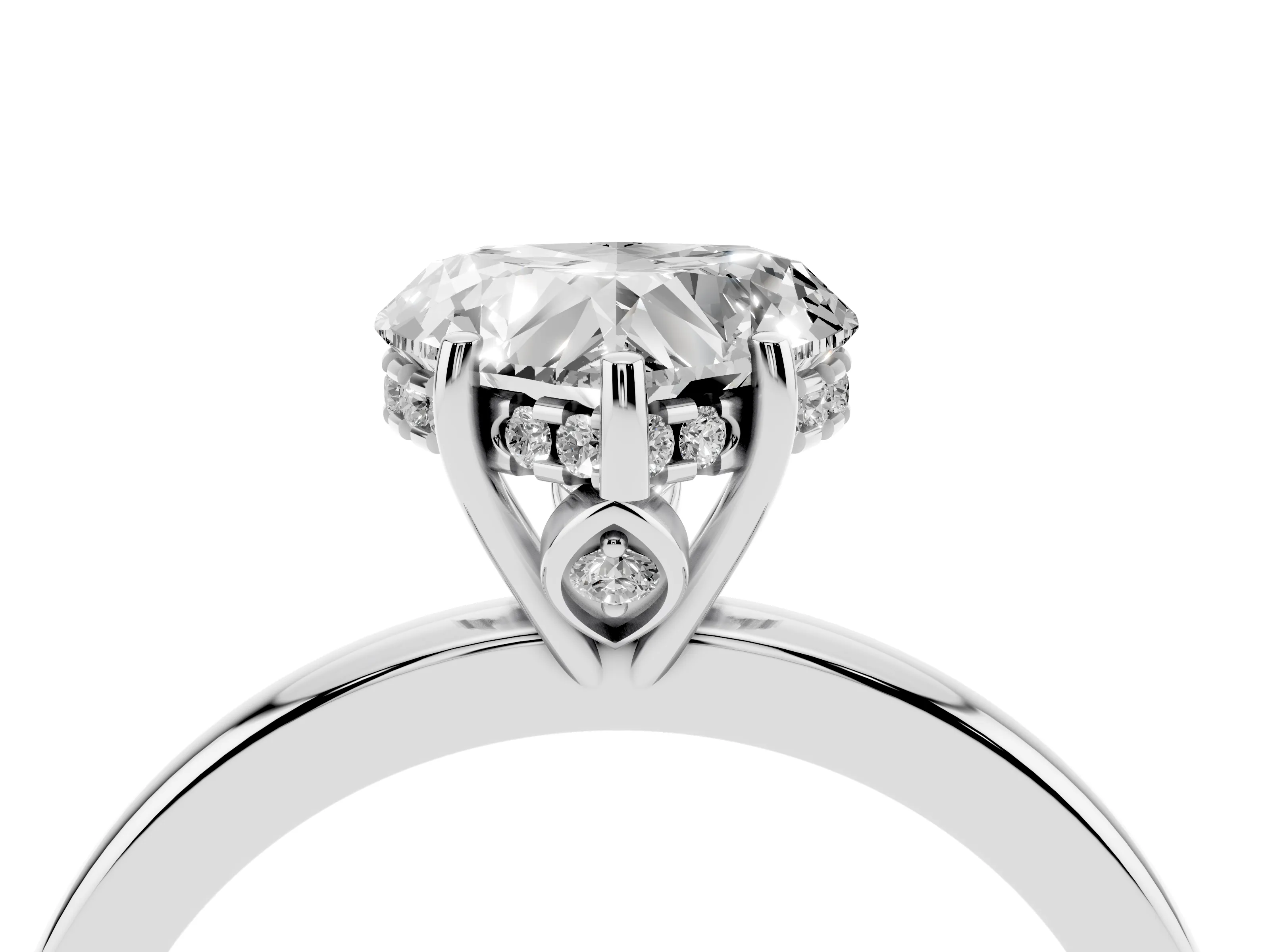 Heart Cut Diamond Solitaire Ring Set in Platinum with Plain Band and Prong Setting