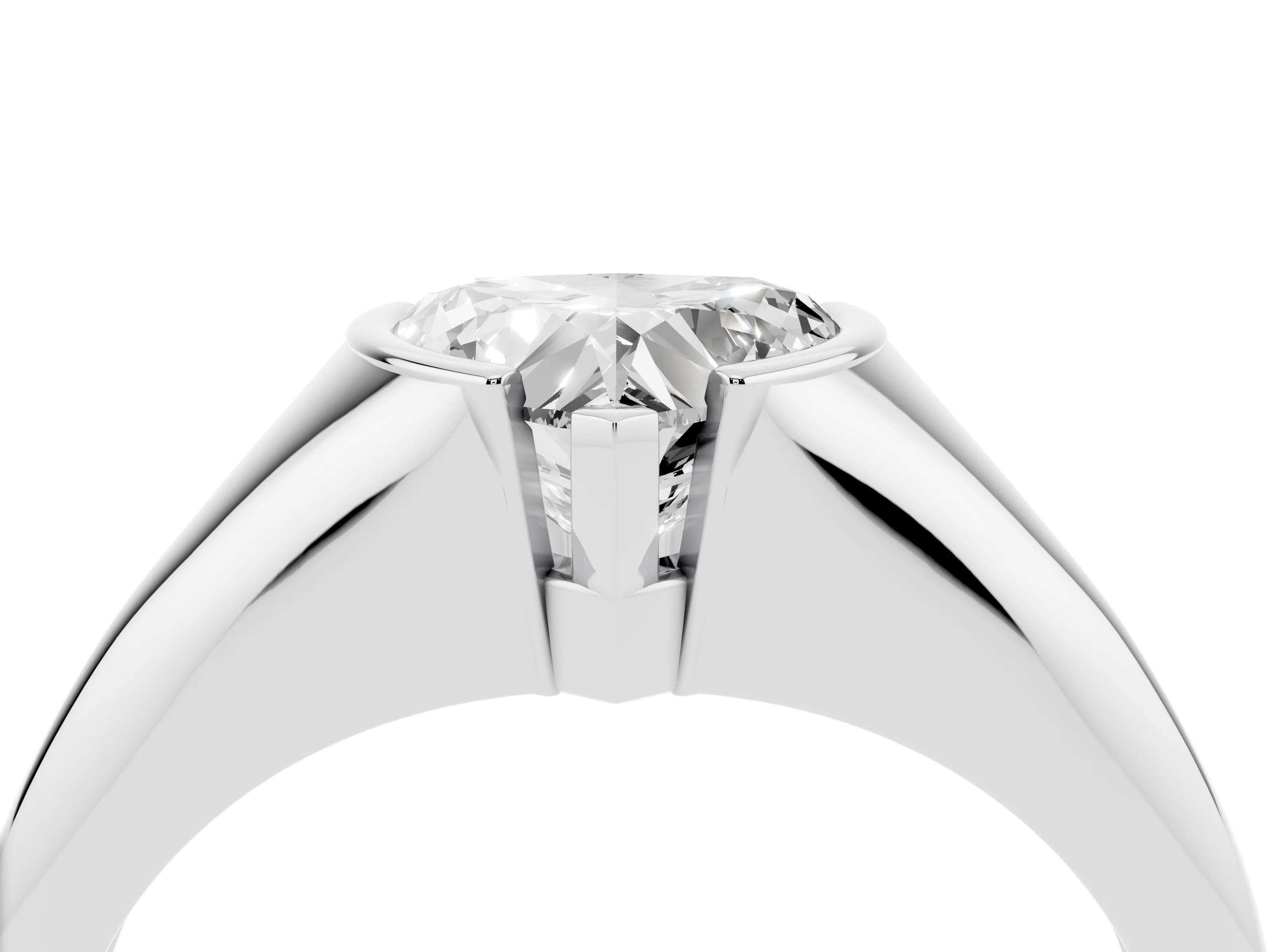 Heart Cut Diamond Solitaire Tension Set Ring Set in Platinum