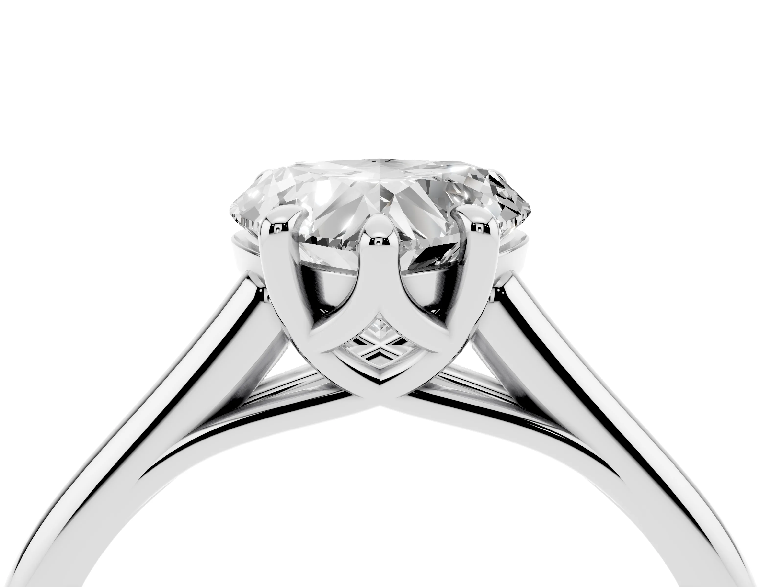 Heart Cut Diamond Solitaire Engagement Ring Set in Platinum with Prong Setting and Plain Classic Band