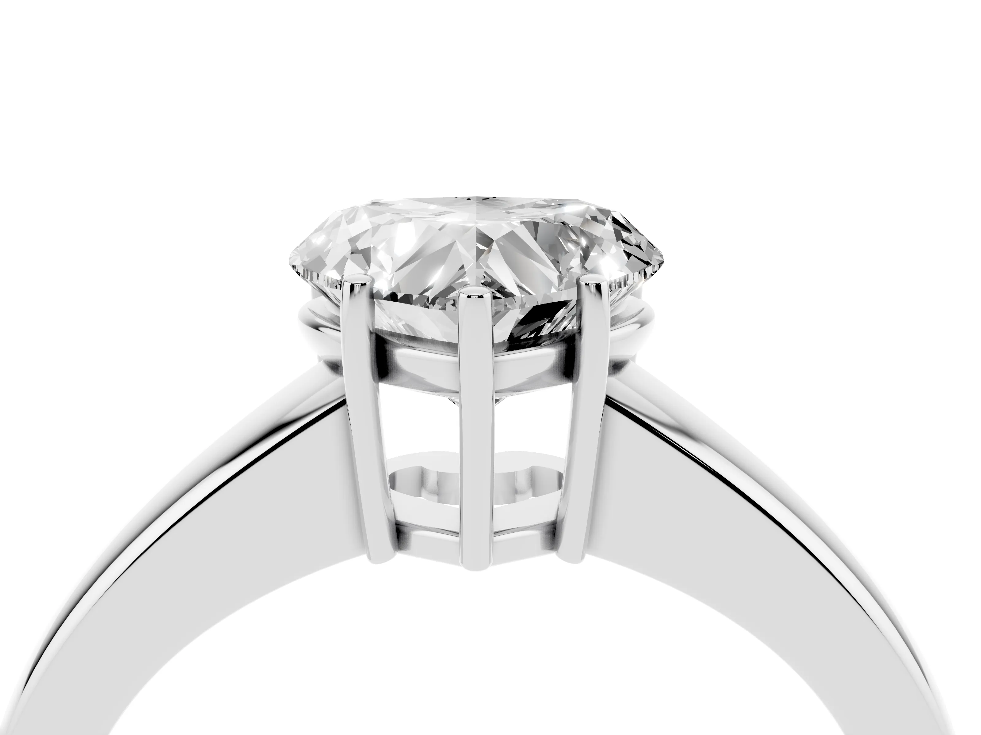 Heart Cut Diamond Solitaire Ring Set in Platinum with Tapered Band and Prong Setting