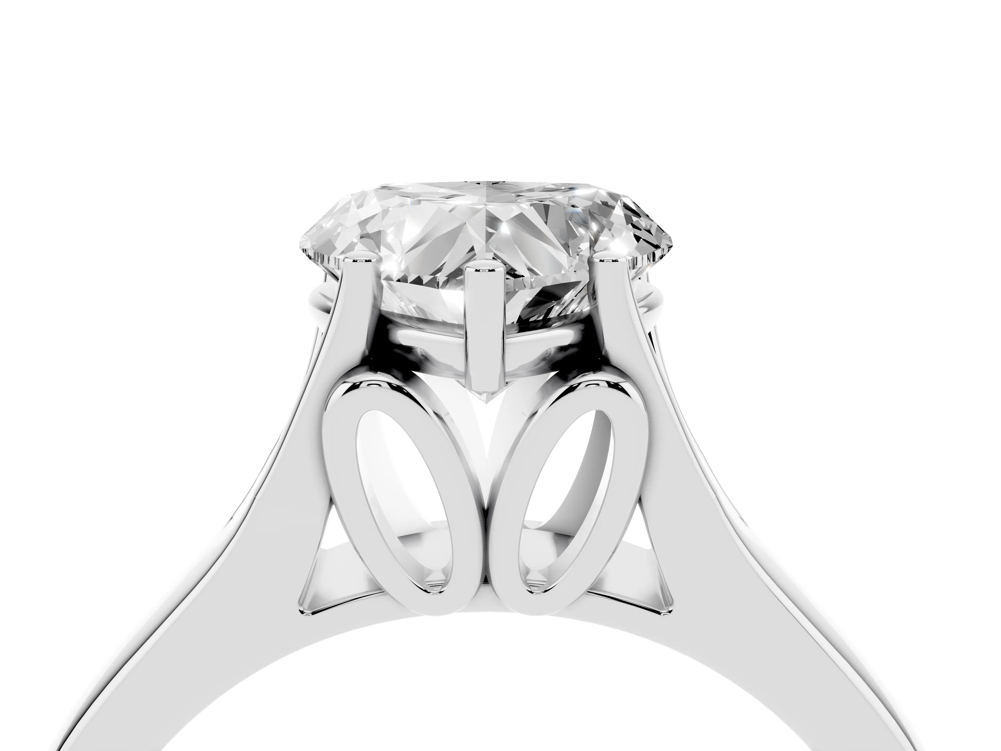 Heart Cut Diamond Solitaire Ring Set in White gold with Arched Cathedral Band and Prong Setting